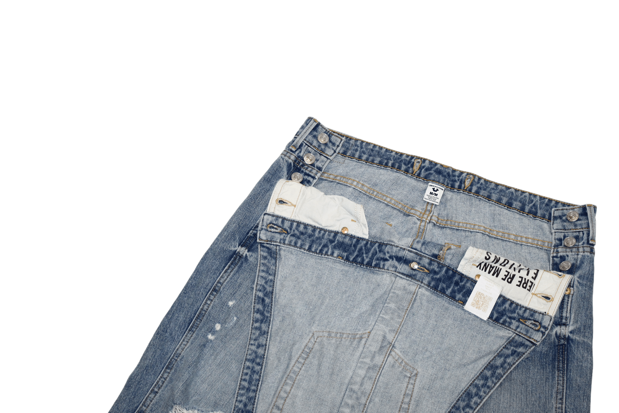 True Religion True Religion Distressed Faded Blue Denim Tapered Overall Size US 30 / EU 46 - 12 Thumbnail