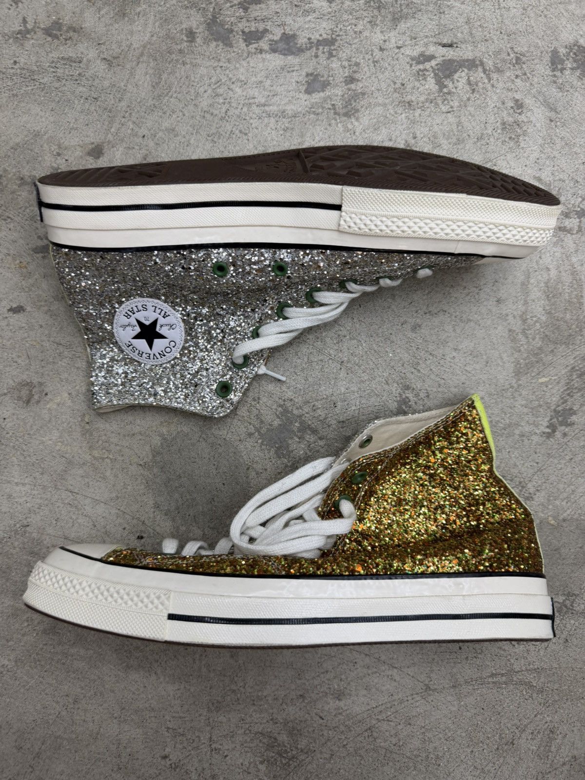 JW Anderson RARE SAMPLE JW Anderson Converse High Glitter Gold Silver Size US 11 / EU 44 - 1 Thumbnail