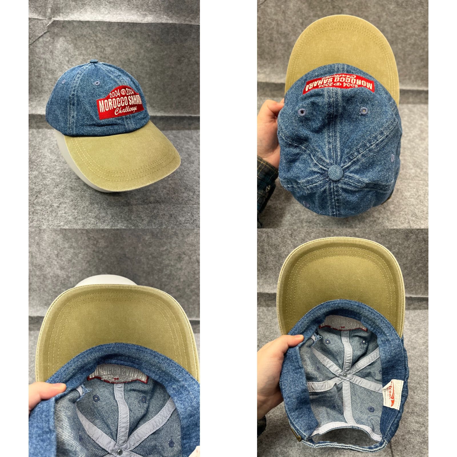 Vintage Falcon Headwear Morocco Sahara Challenge 2004 Hat Cap Strap Back Adult OS Blue Denim Look Cotton Baseball Cap Unisex Adults OS Men Women Mens Womens Size ONE SIZE - 8 Thumbnail