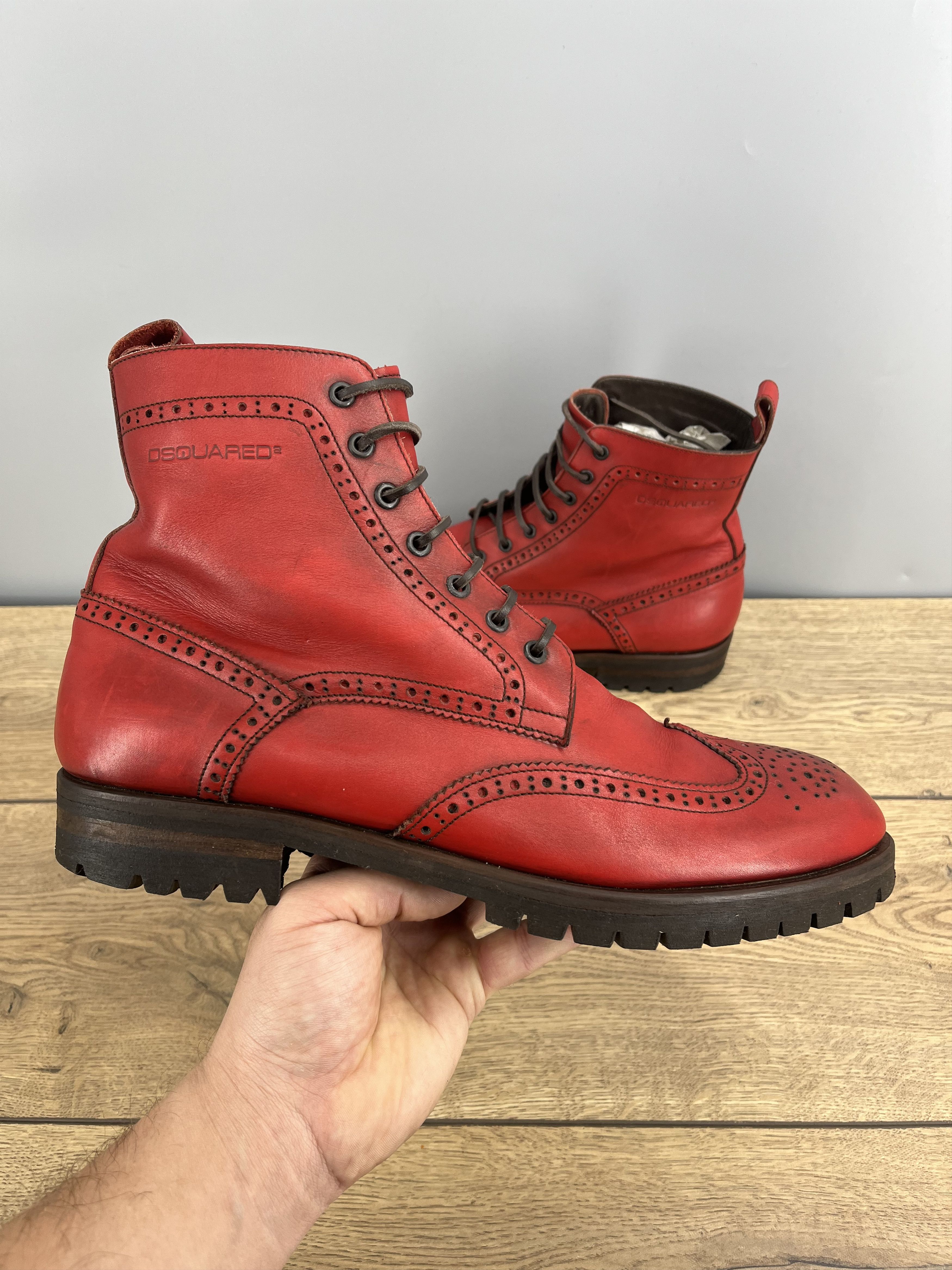 Dsquared2 Share Dsquared2 Red Leather Boots Brogue Made in Italy EU 46 Size US 13 / EU 46 - 2 Thumbnail