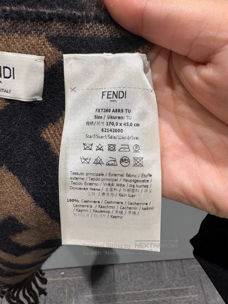 Fendi Fendi size 170*45 Classic old flower large logo fringed cas Size ONE SIZE - 4 Thumbnail