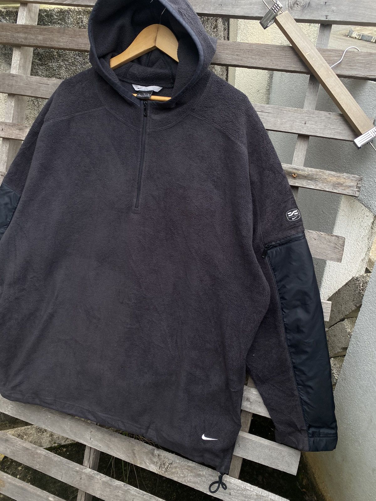 Nike ❗️Oversizes ❗️ Vintage 90s Nike Half Zip Black Fleece Hoodie Size US XXL / EU 58 / 5 - 1 Thumbnail