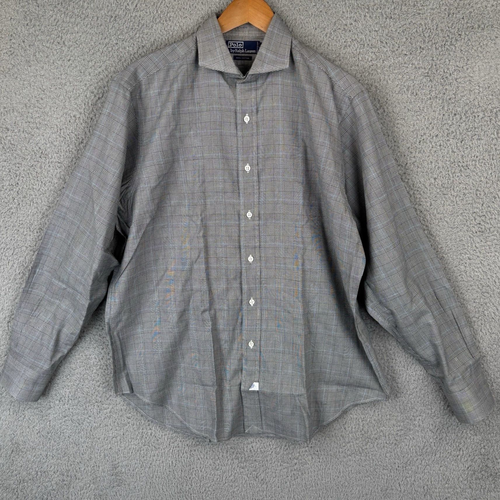 Polo Ralph Lauren Polo Ralph Lauren Dress Shirt Mens 16/35 Glen Check Windowpane Cotton Button Up Size 42R - 3 Thumbnail