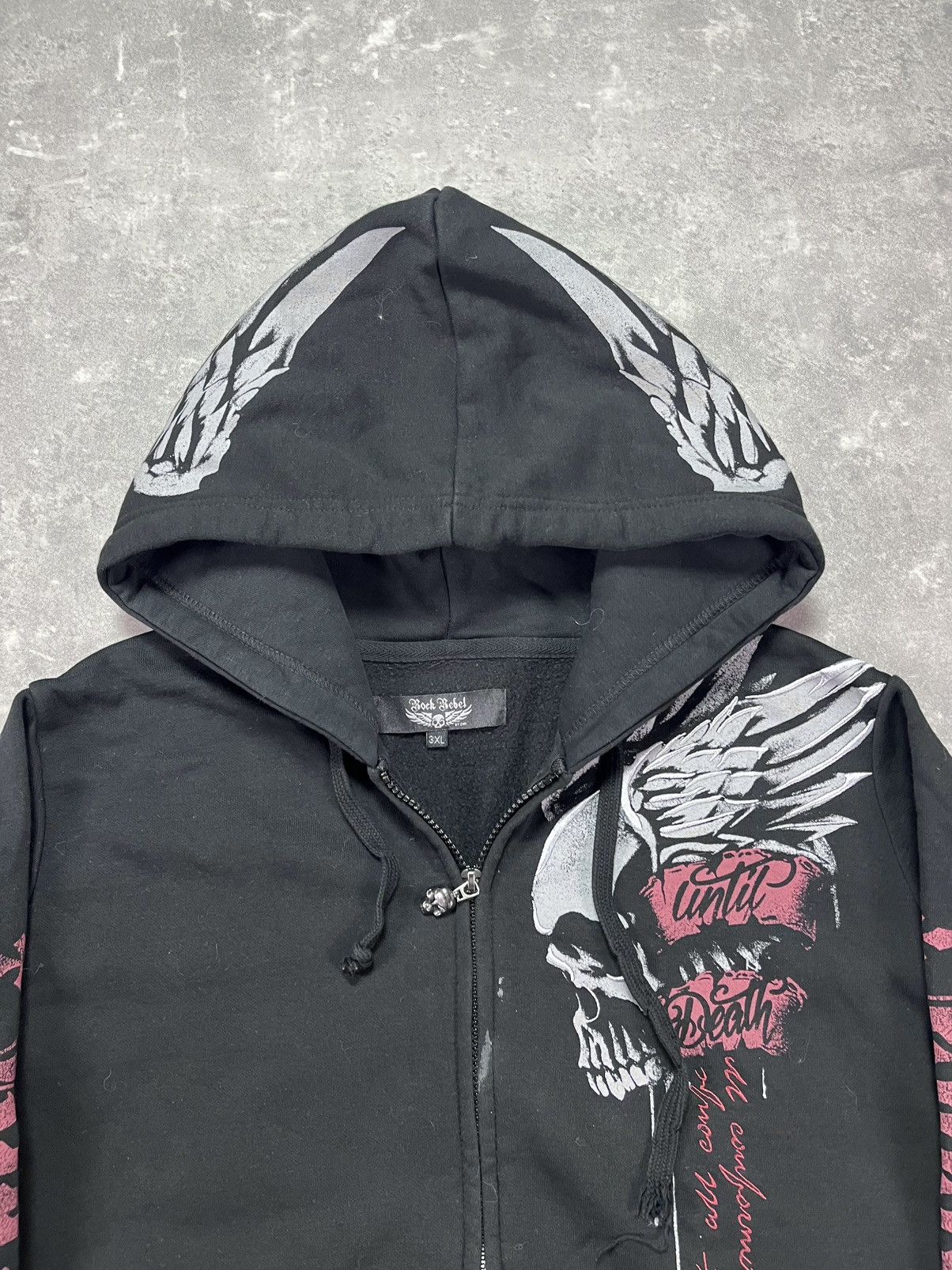 Japanese Brand Rock Rebel Printed Zip Hoodie XL Metal Affliction Rare Size US XL / EU 56 / 4 - 9 Thumbnail