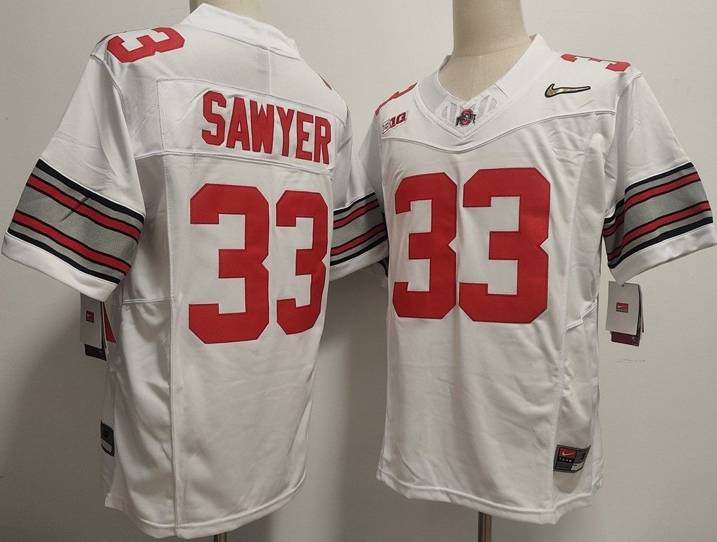 Other NCAA Buckeyes 33 Jack Sawyer White 2025 Gold Size US M / EU 48-50 / 2 - 1 Thumbnail