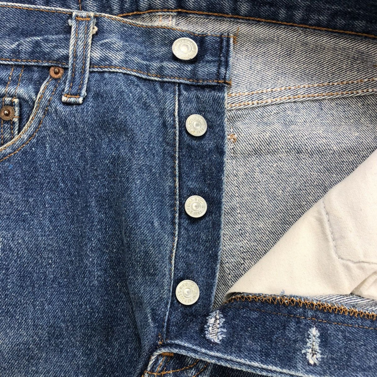 Levi's × Levi's Vintage Clothing 🇺🇸70’s Vintage Levis 501 29x32 Straight Leg Distressed Jeans Size US 29 - 12 Thumbnail