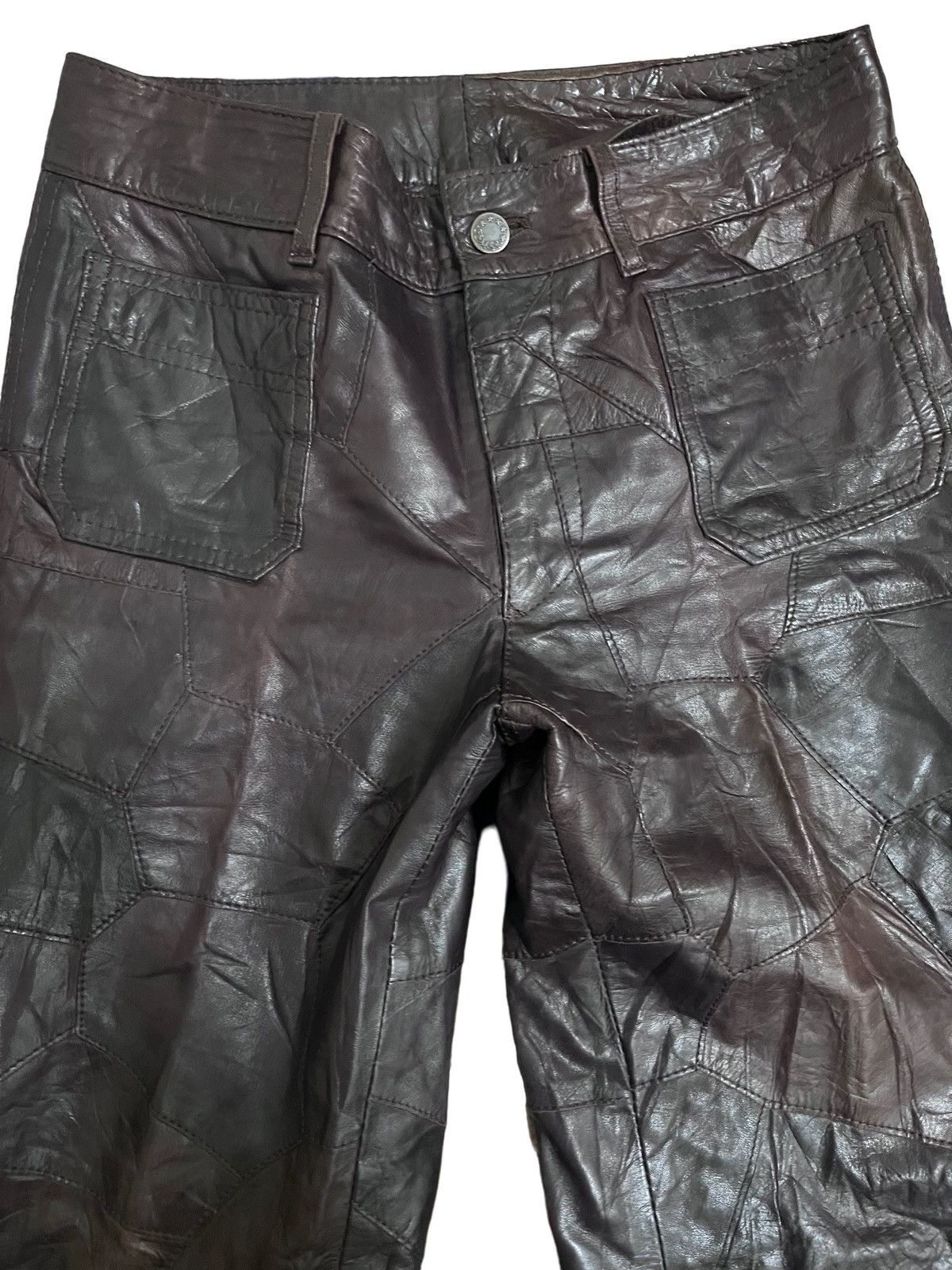 Japanese Brand × Vintage Vintage Hiroki Brown Patches Work Leather Pants Size US 30 / EU 46 - 2 Thumbnail