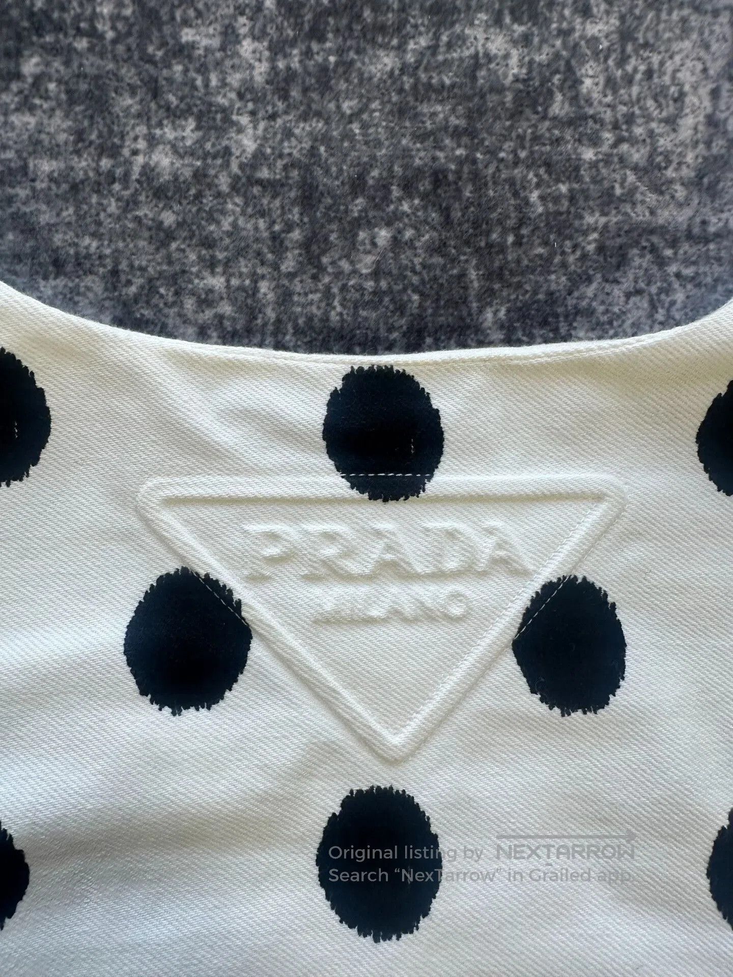 Prada prada embossed logo polka dot denim dress. Size M / US 6-8 / IT 42-44 - 3 Thumbnail