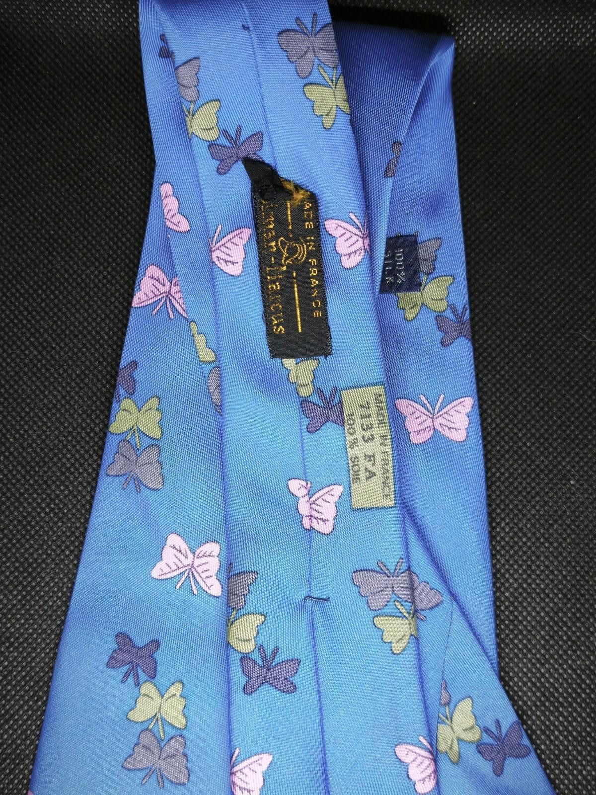 Hermes Hermès Blue Novelty Butterflies Tie Woven 7133 FA France Size ONE SIZE - 3 Thumbnail