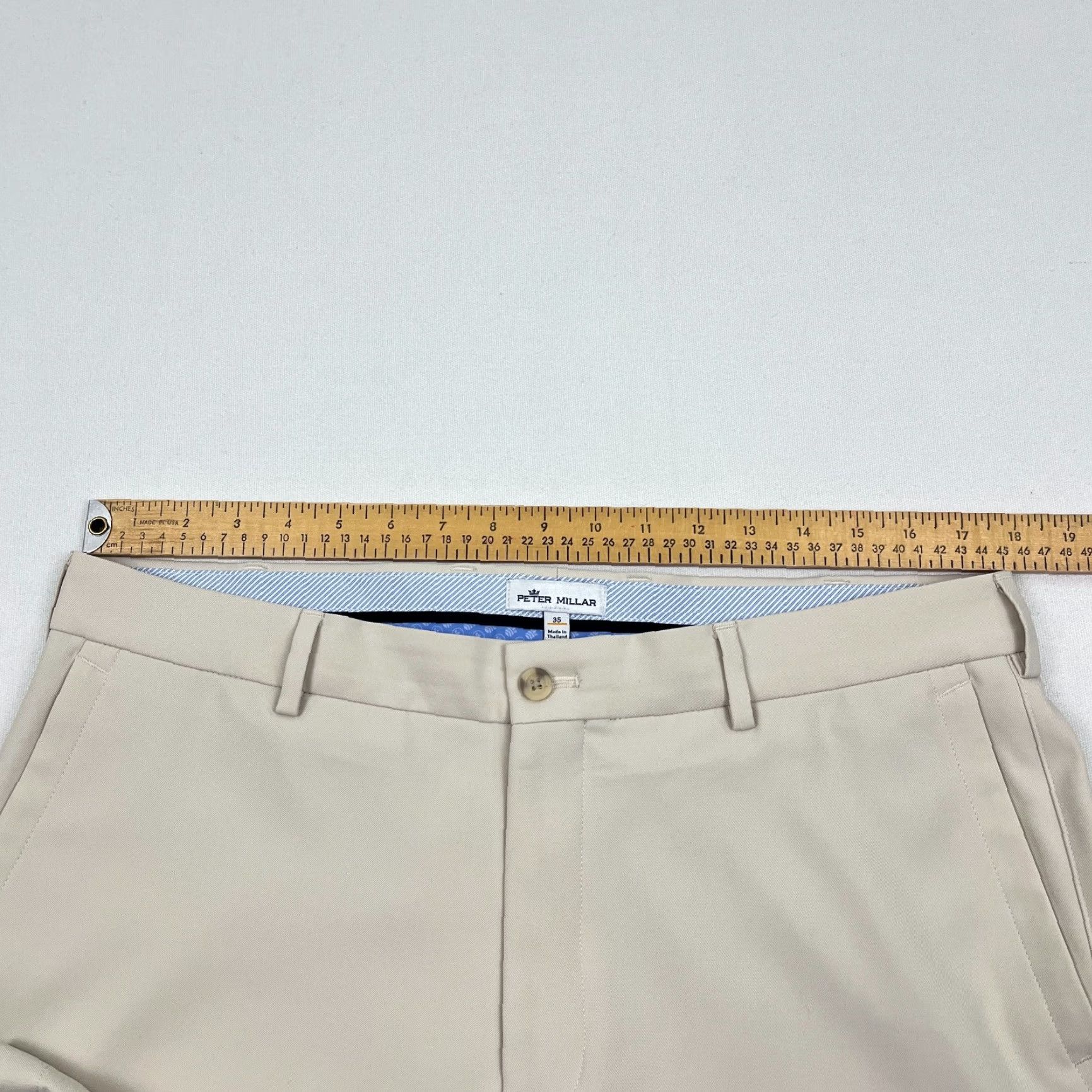 Peter Millar VINTAGE Peter Millar Salem Shorts Mens 35 x 9 Beige Active Performance Golf High Drape Size US 35 - 6 Thumbnail