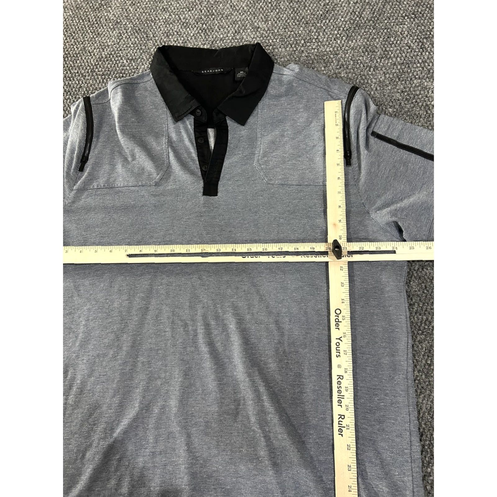 Sean John SEAN JOHN Polo Shirt Mens 3XL Gray Contrast Collar Zip Pocket Short Sleeve Polo Mens 3XL Gray Size US XXL / EU 58 / 5 - 3 Thumbnail