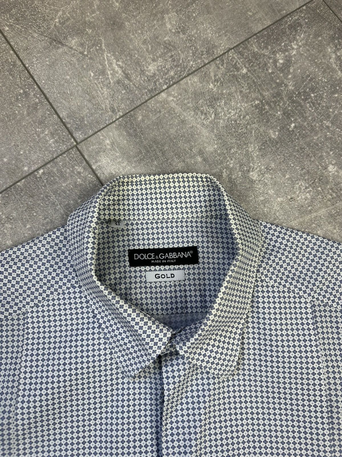 Dolce & Gabbana Dolce & Gabbana Gold White/Blue Shirts Button Up Size US L / EU 52-54 / 3 - 8 Thumbnail