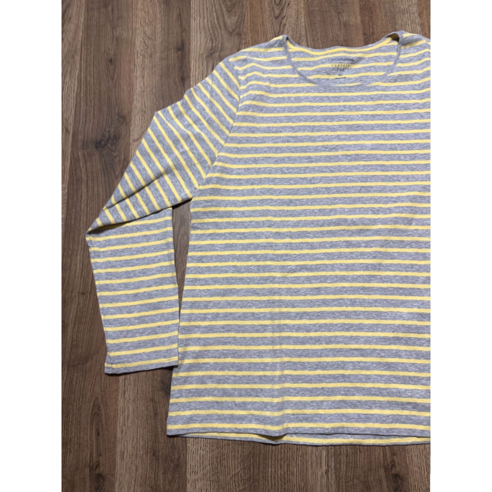 Croft & Barrow Croft & Barrow Shirt, Women's XL, Gray Yellow Striped Long Sleeve Shirt Size XL / US 12-14 / IT 48-50 - 3 Thumbnail