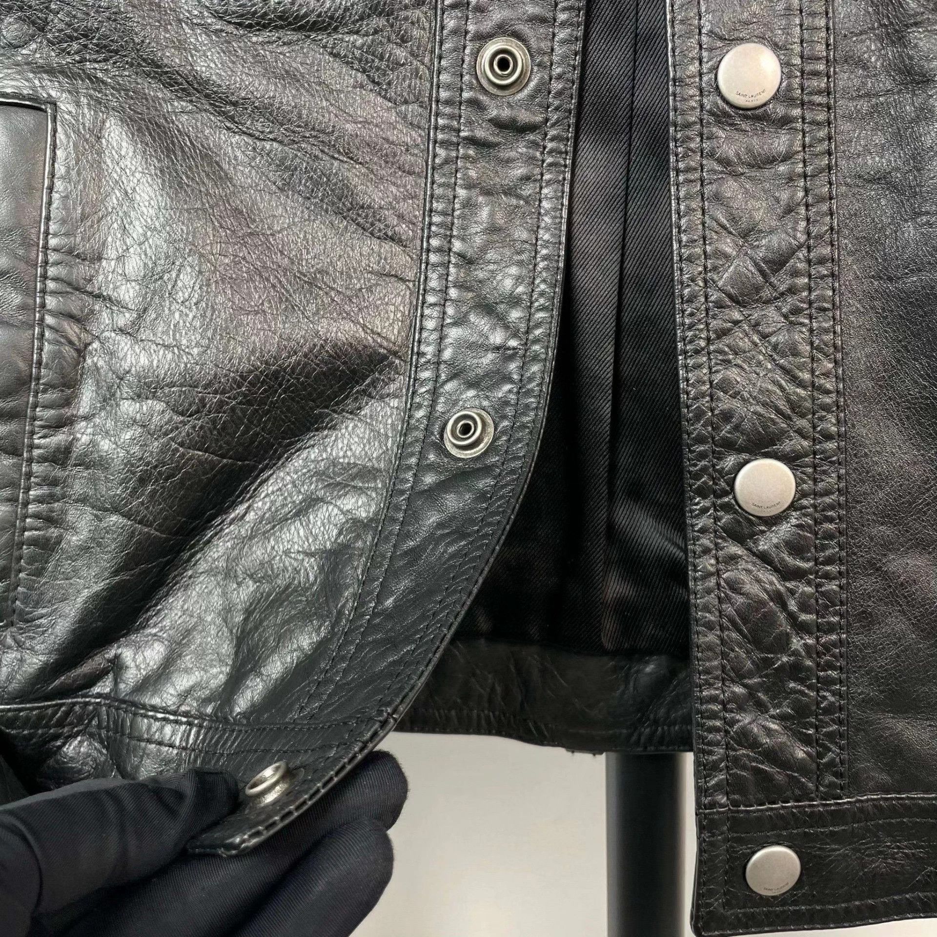 Saint Laurent Paris YSL leather jacket black 160 Size XS / US 0-2 / IT 36-38 - 5 Thumbnail