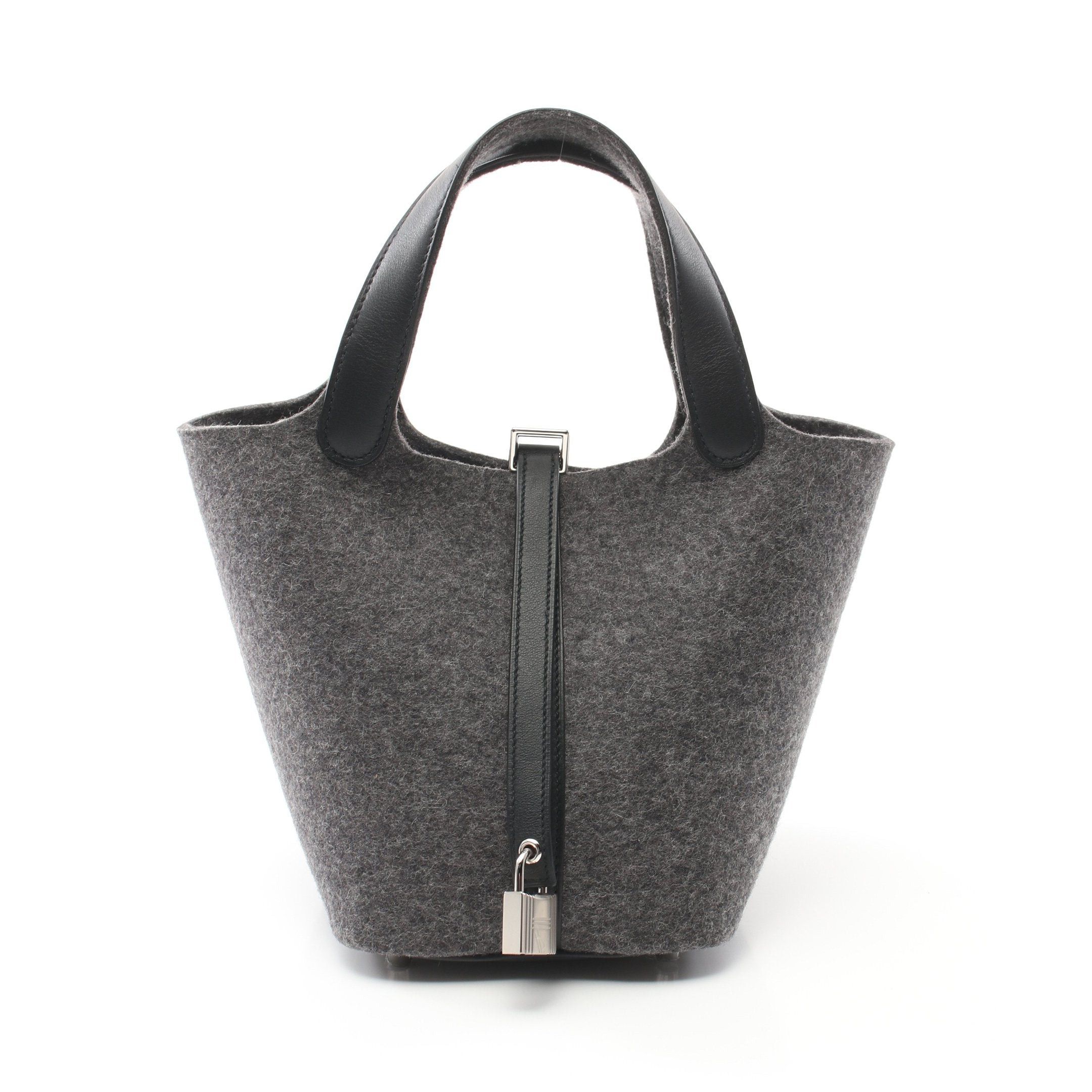 Hermes Hermes Picotan Lock Pm Graphite Handbag Veau Swift Feutre Dark Gray Black Silver Hardware Y Stamp Size ONE SIZE - 1 Thumbnail