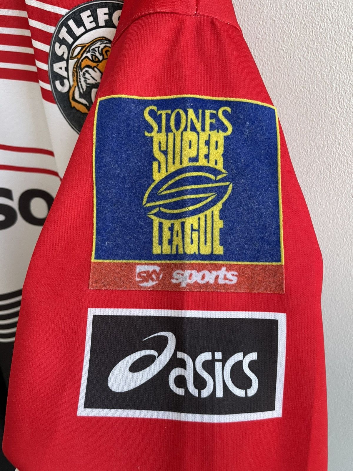 Asics Castleford Tigers 1995 1996 Premiership Rugby Jersey Shirt Size US L / EU 52-54 / 3 - 5 Thumbnail