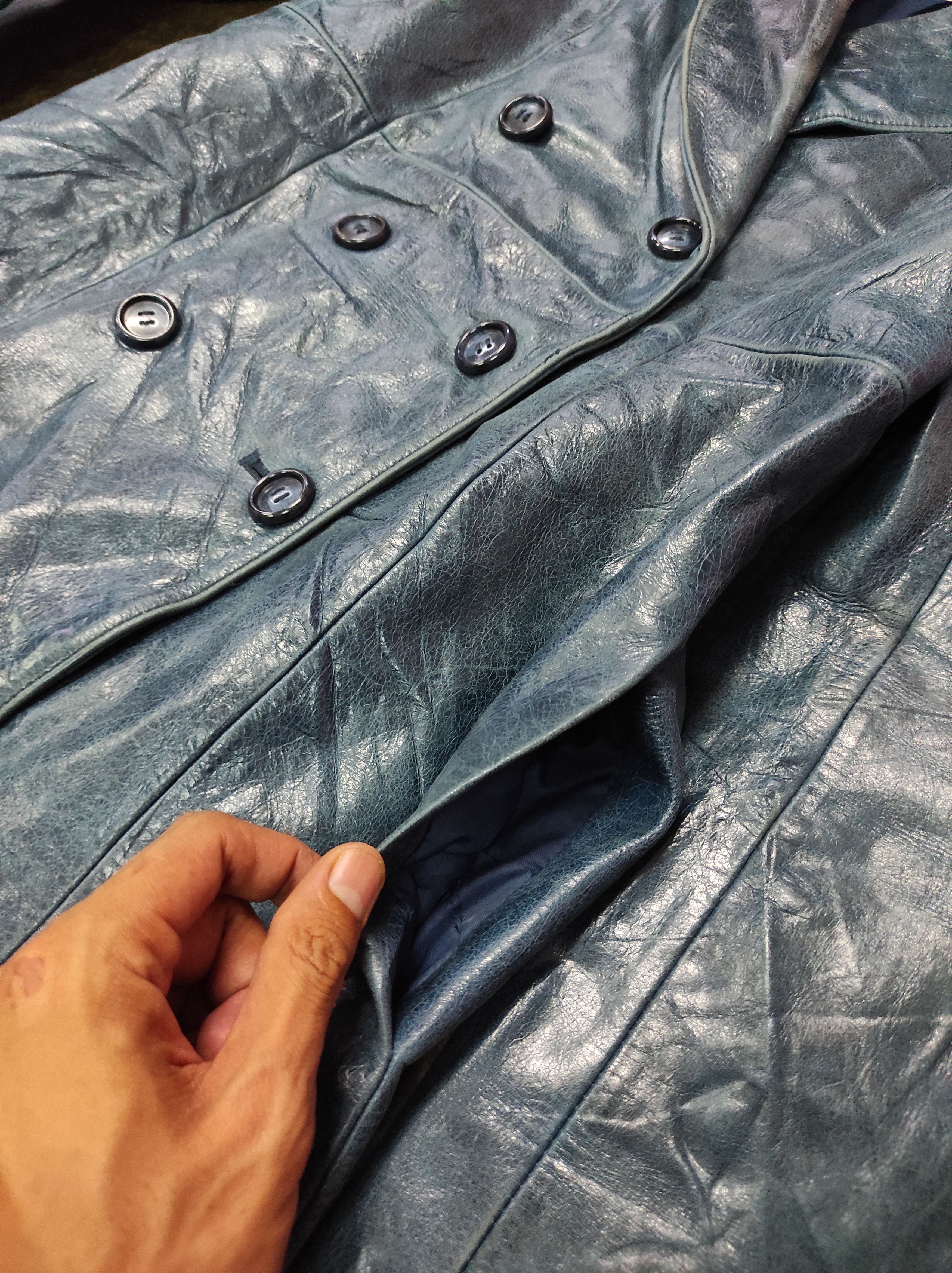 Genuine Leather ASPRI DOUBLE BREASTED LEATHER COAT OVERCOAT LONG JACKET Size L / US 10 / IT 46 - 4 Thumbnail
