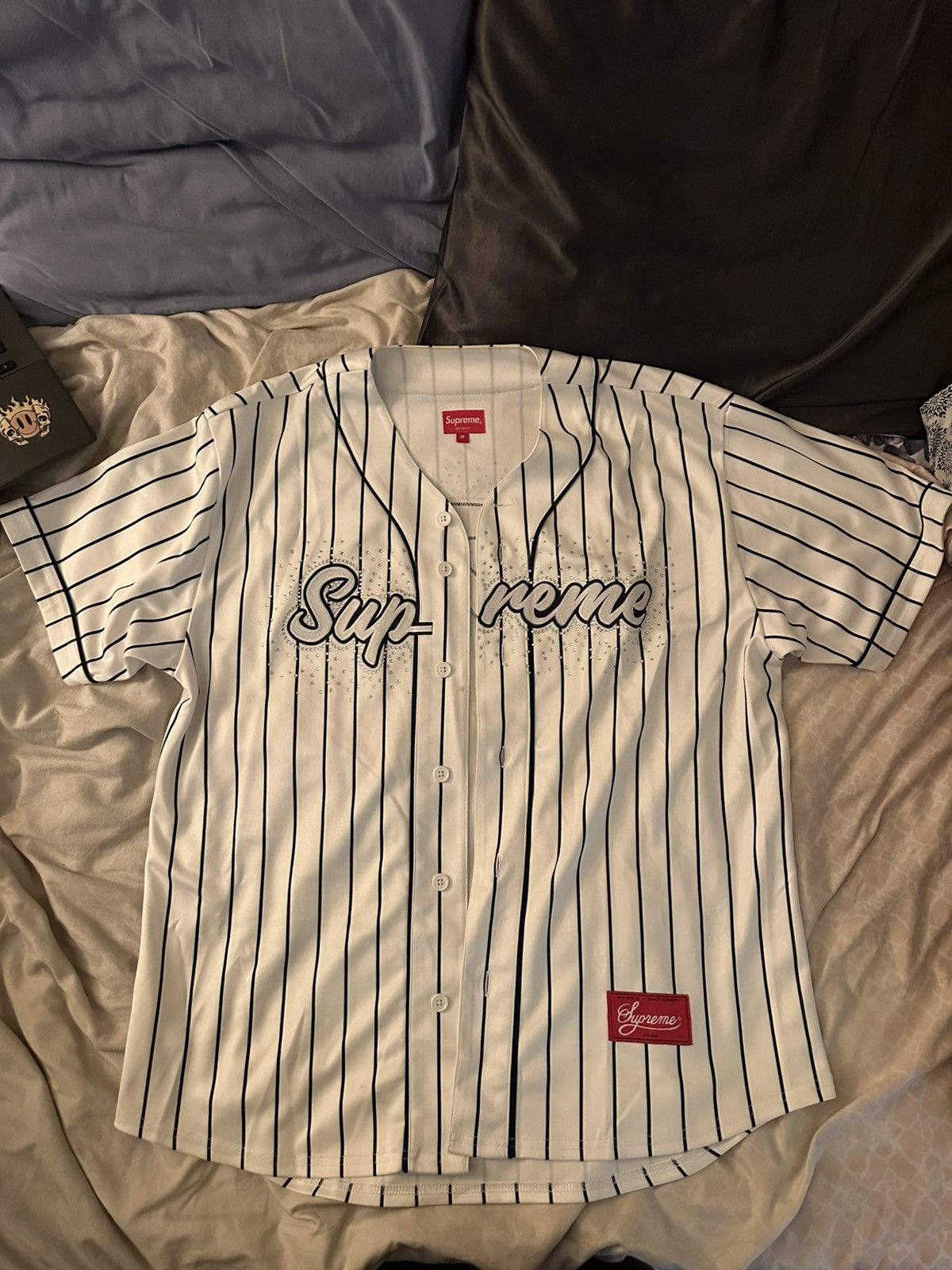 Supreme Supreme Rhinestone Baseball Jersey Pinstripe Medium (SS20) Size US M / EU 48-50 / 2 - 1 Thumbnail