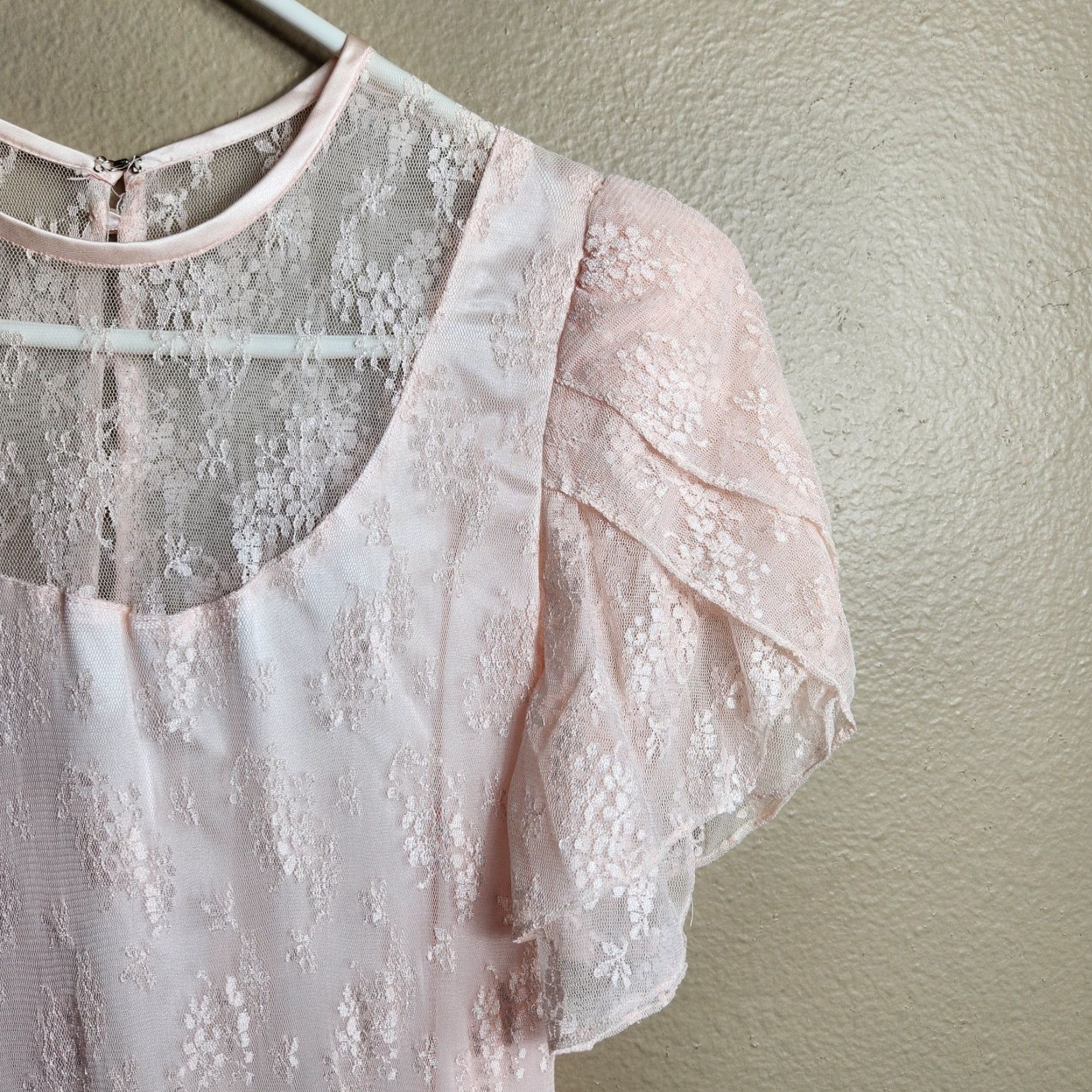 Vintage VINTAGE Susan Roselli for Vijack Womens VTG 80s Pastel Pink Lace Midi Dress Asymmetrical Hem VTG 13/14 M/L Pink Eveningwear 1980s Womens Dress Size M / US 6-8 / IT 42-44 - 4 Thumbnail
