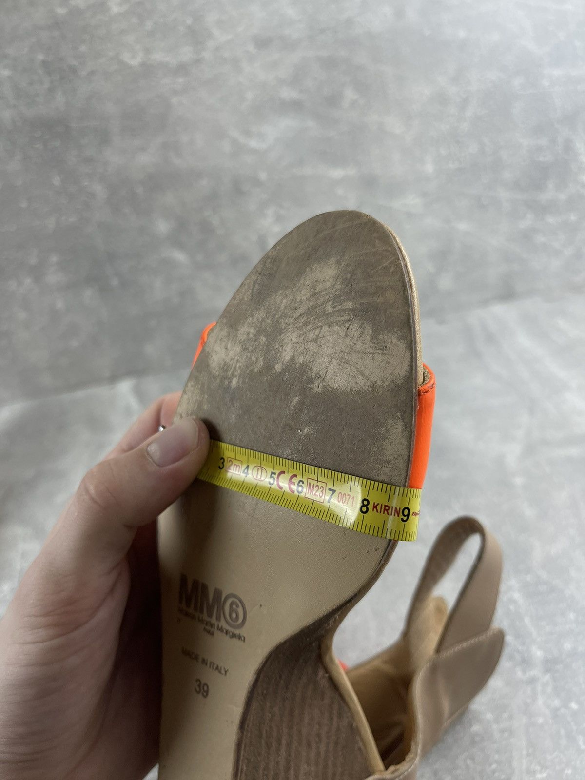 MM6 MM6 Maison Margiela Tan Beige Orange Leather Wedge Sandals Size US 9 / IT 39 - 11 Thumbnail