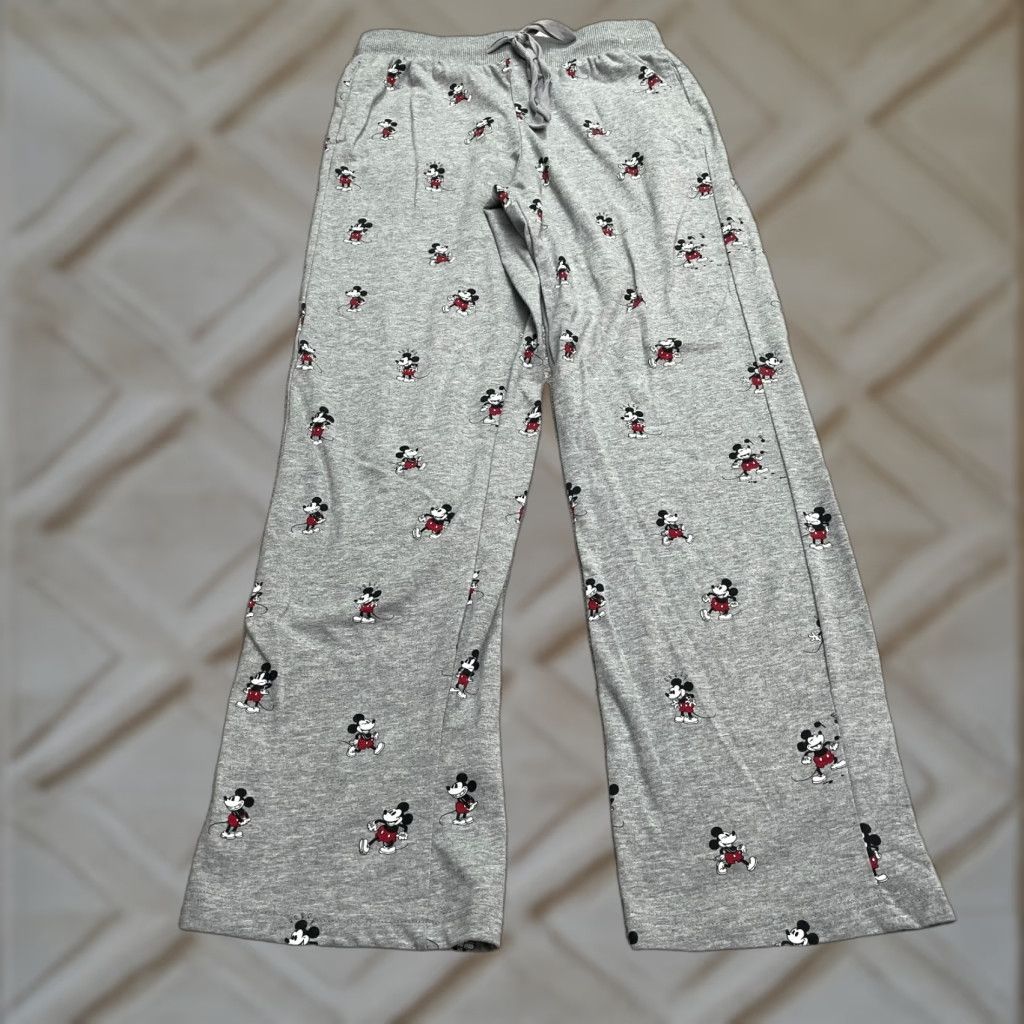 Disney Disney Mickey Mouse Lounge Pajama Pants Mens Large Gray Printed Straight 28x31 Size US 33 - 1 Thumbnail