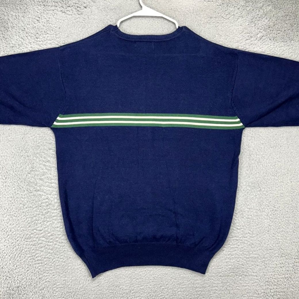 Vintage VINTAGE? No. Steve Barrys Crew Neck Sweater Mens Large Navy 2 Striped Pullover Knit Adult L Blue Cotton Size US L / EU 52-54 / 3 - 3 Thumbnail