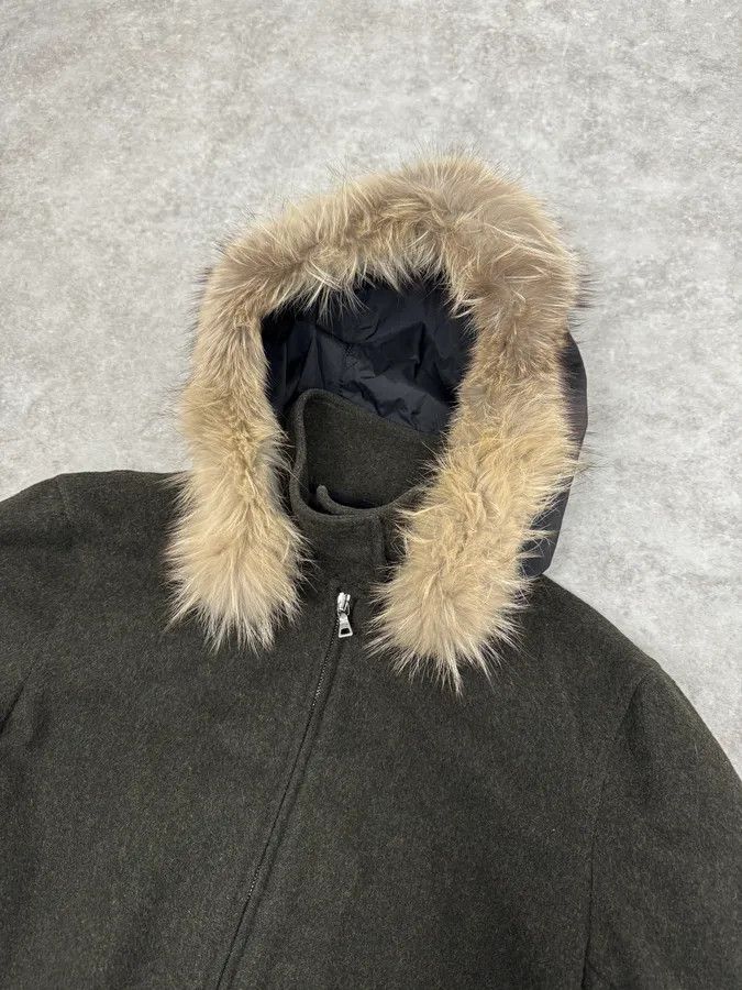 Prada 2000s Prada Fur Hood Green Wool Jacket Size US S / EU 44-46 / 1 - 5 Thumbnail