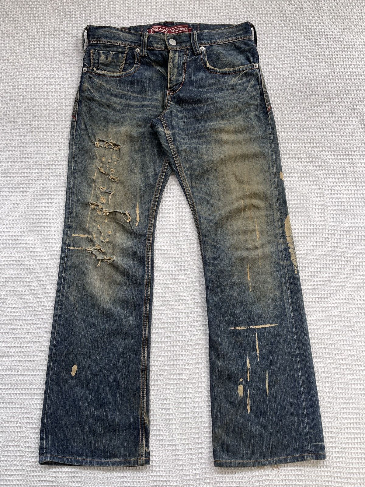 Japanese Brand RARE🔥 LIBERTO Distressed Denime Jeans Size US 35 - 2 Thumbnail