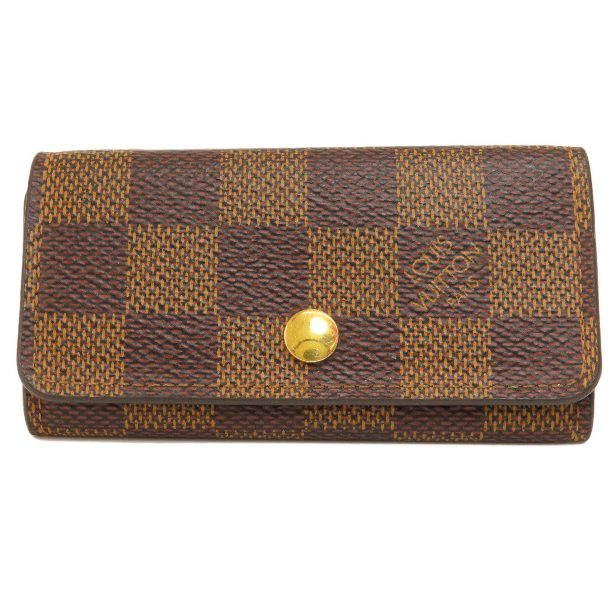image of Louis Vuitton N62631 Multicle 4 Damier Ebene Key Case Canvas Women's in Brown