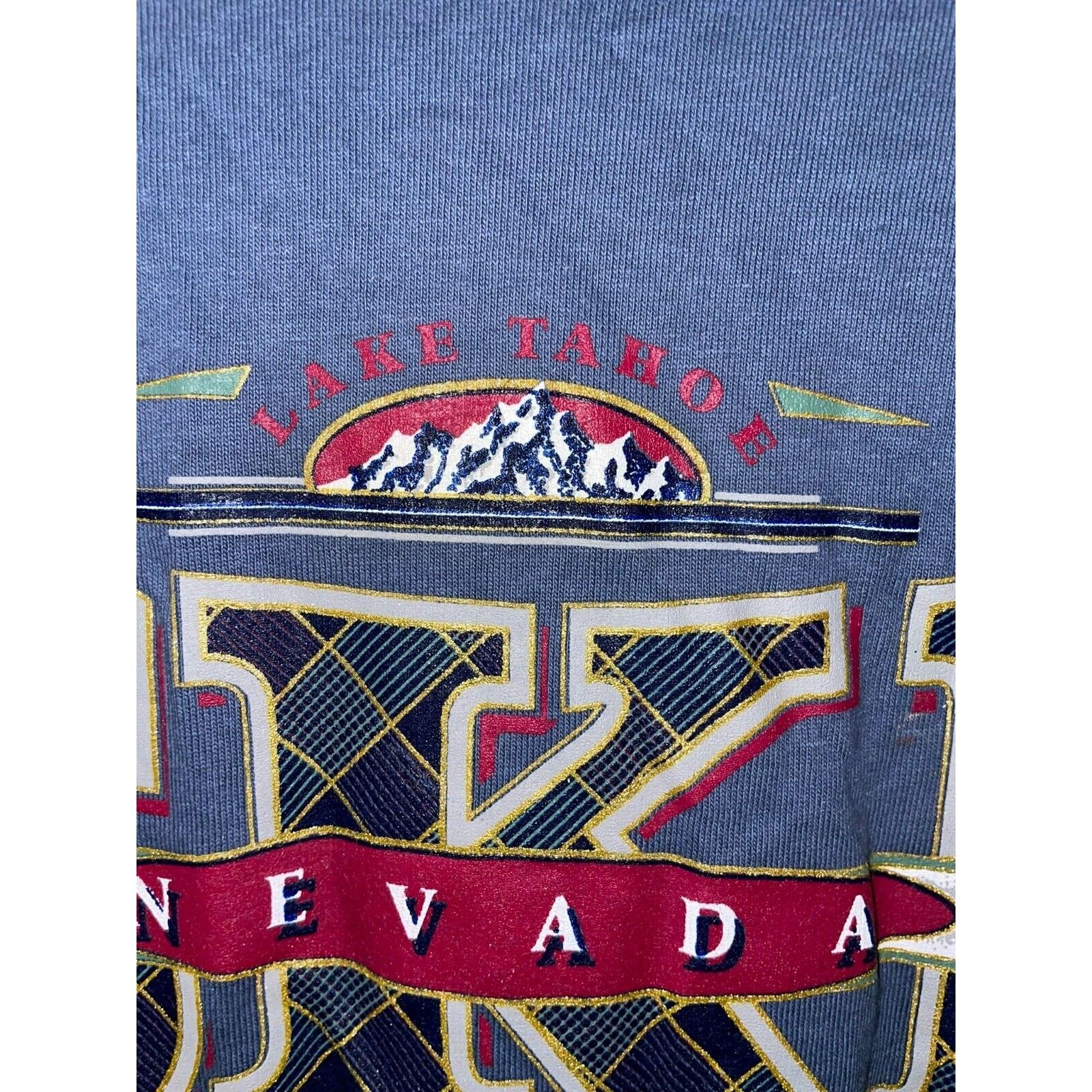 Anvil Vintage Ski Lake Tahoe Shirt Nevada Skiing Blue Tee 90s VTG Size US L / EU 52-54 / 3 - 5 Thumbnail
