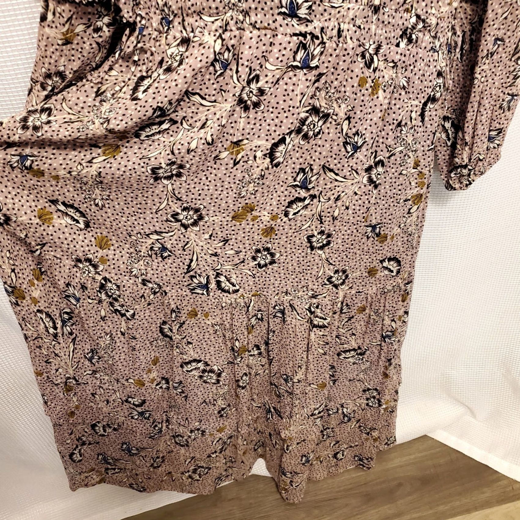 Anthropologie Dolan Anthropologie Maxi Dress Floral Tiered Ruffle Lace-Trim Beige Long Sleeve Boho L Large Womens Size L / US 10 / IT 46 - 3 Thumbnail
