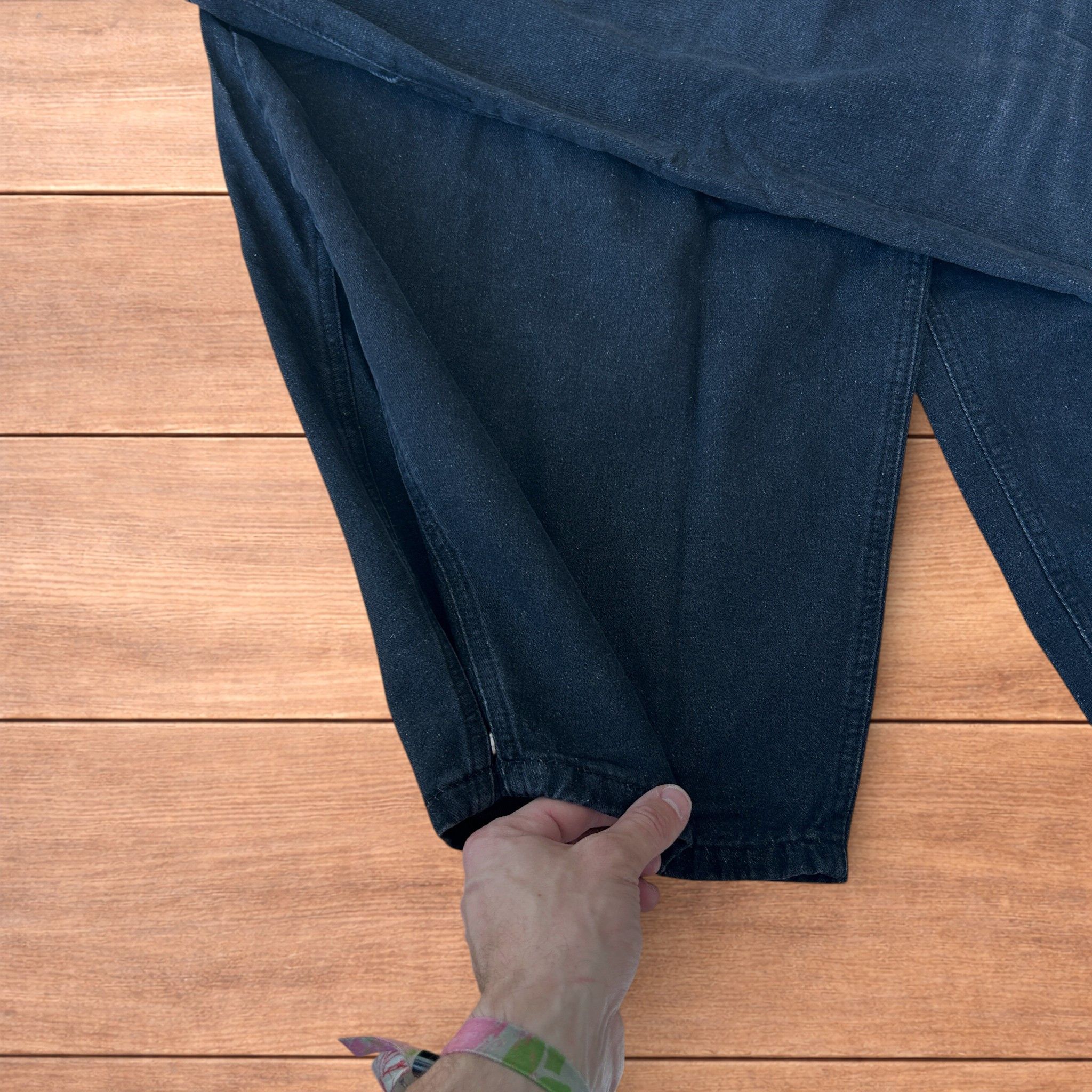 Japanese Brand Super baggy wide leg balloon fit jeans in washed black. Size US 34 / EU 50 - 6 Thumbnail