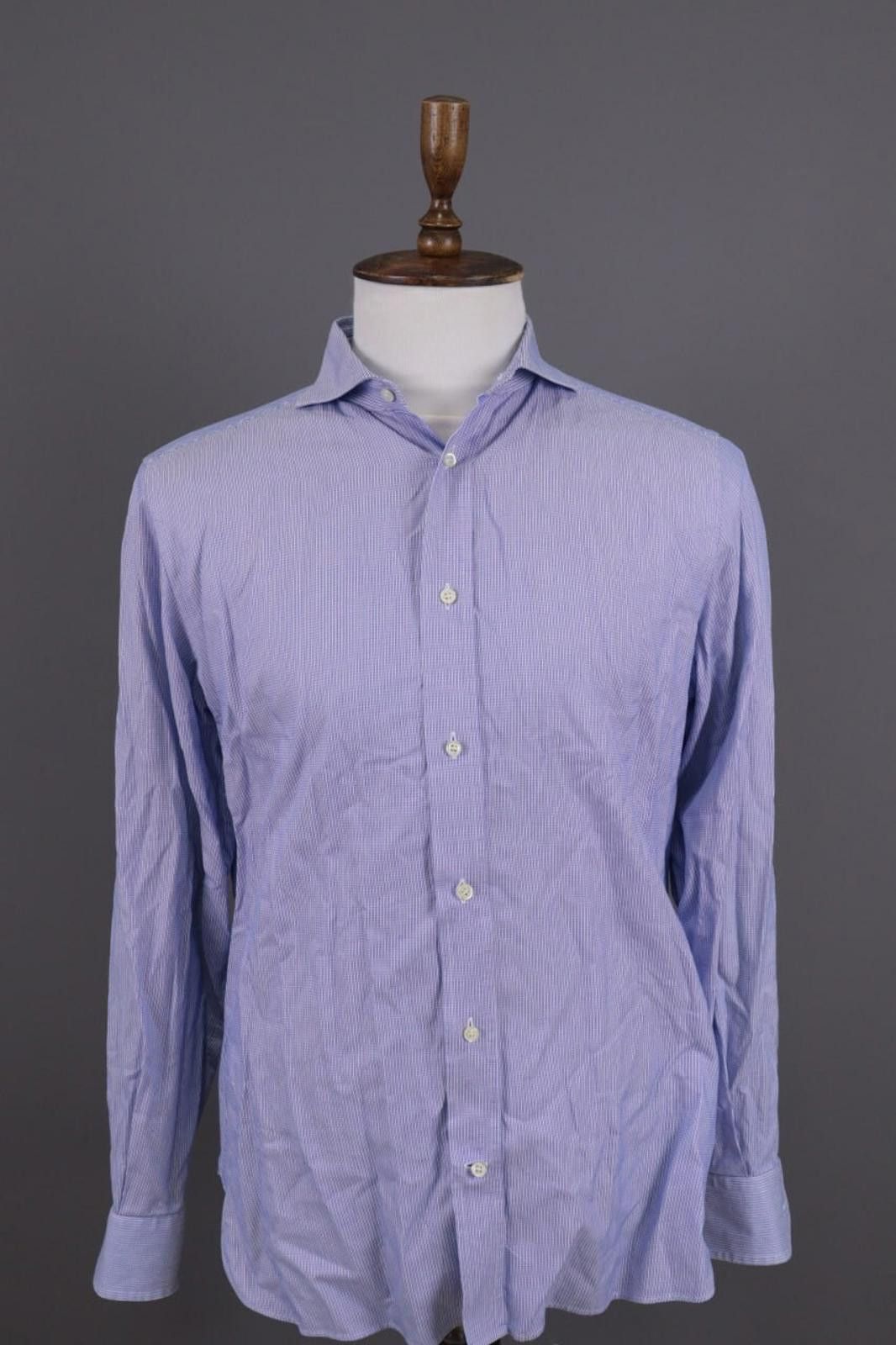 Designer Boggi Milano Tailored Fit Blue Button Down Shirt 41 / 16 Size US M / EU 48-50 / 2 - 1 Thumbnail