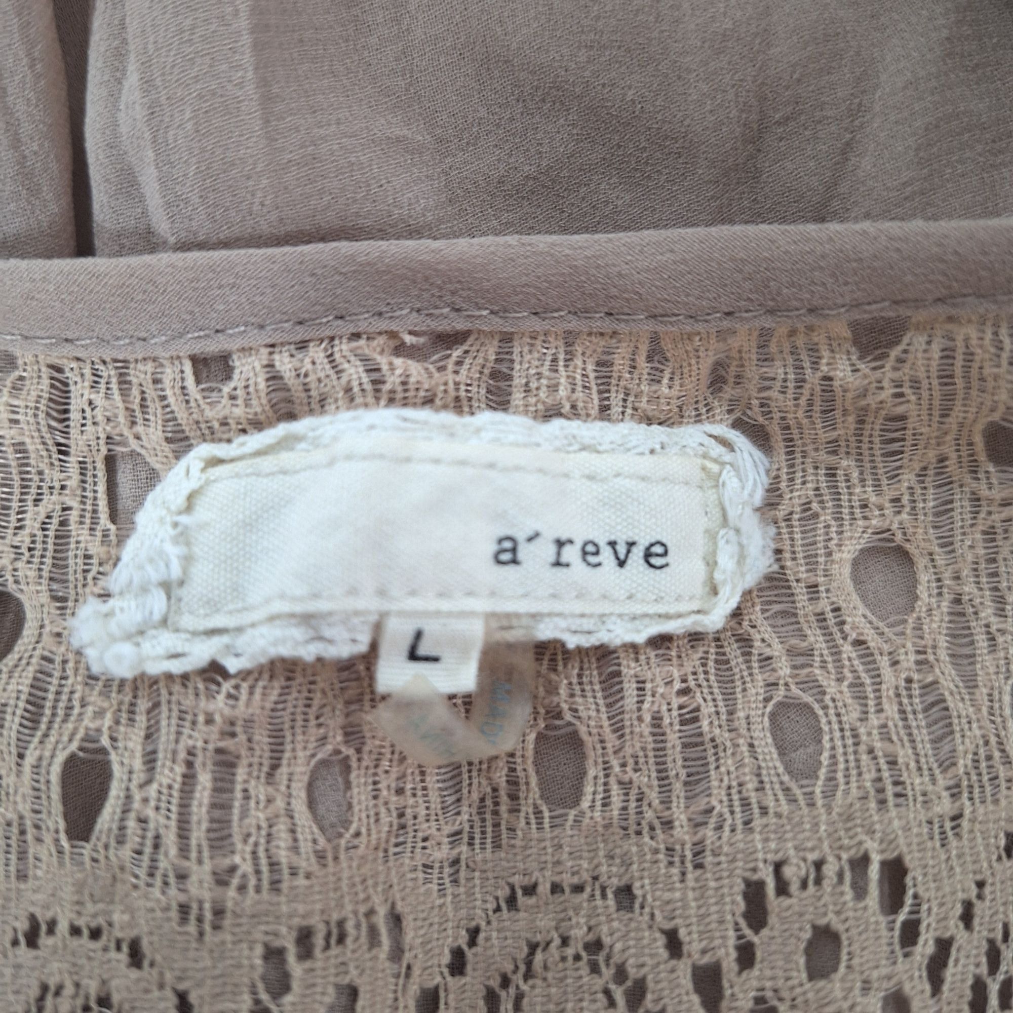 Other A'reve Taupe Boho Crochet Lace V-Neck Tiered Babydoll Mini D Size L / US 10 / IT 46 - 4 Thumbnail