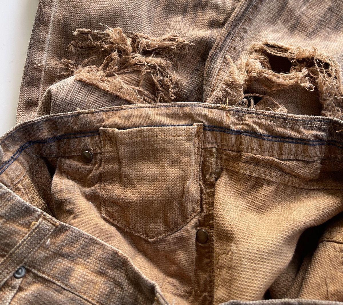 Japanese Brand Vintage Japanese Blueway Distressed Mudd Denim Size US 31 - 12 Thumbnail