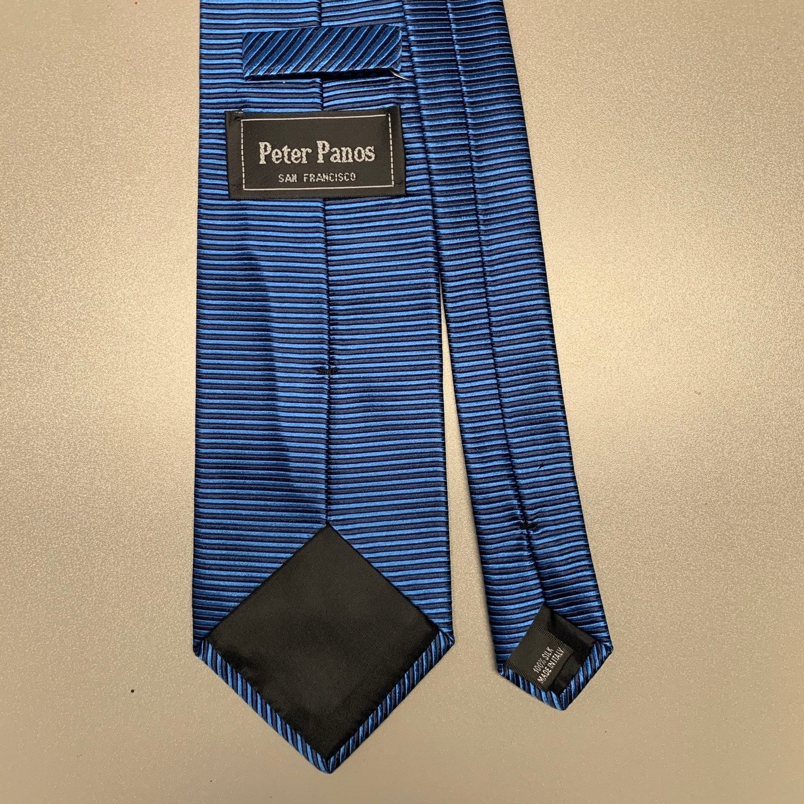 Other PETER PANOS Blue Black Stripe Silk Tie Size ONE SIZE - 2 Thumbnail