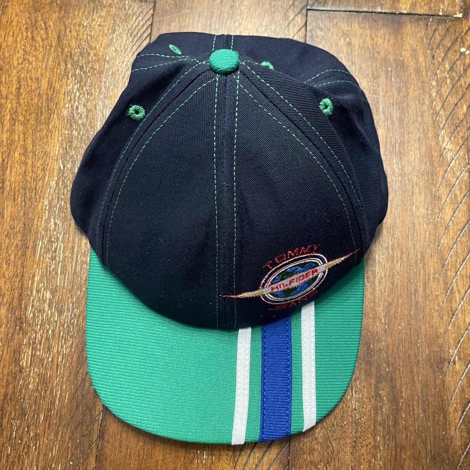 Tommy Hilfiger Tommy Hilfiger Hat Cap Strap Back Embroidered Globe Jeans Size ONE SIZE - 4 Thumbnail