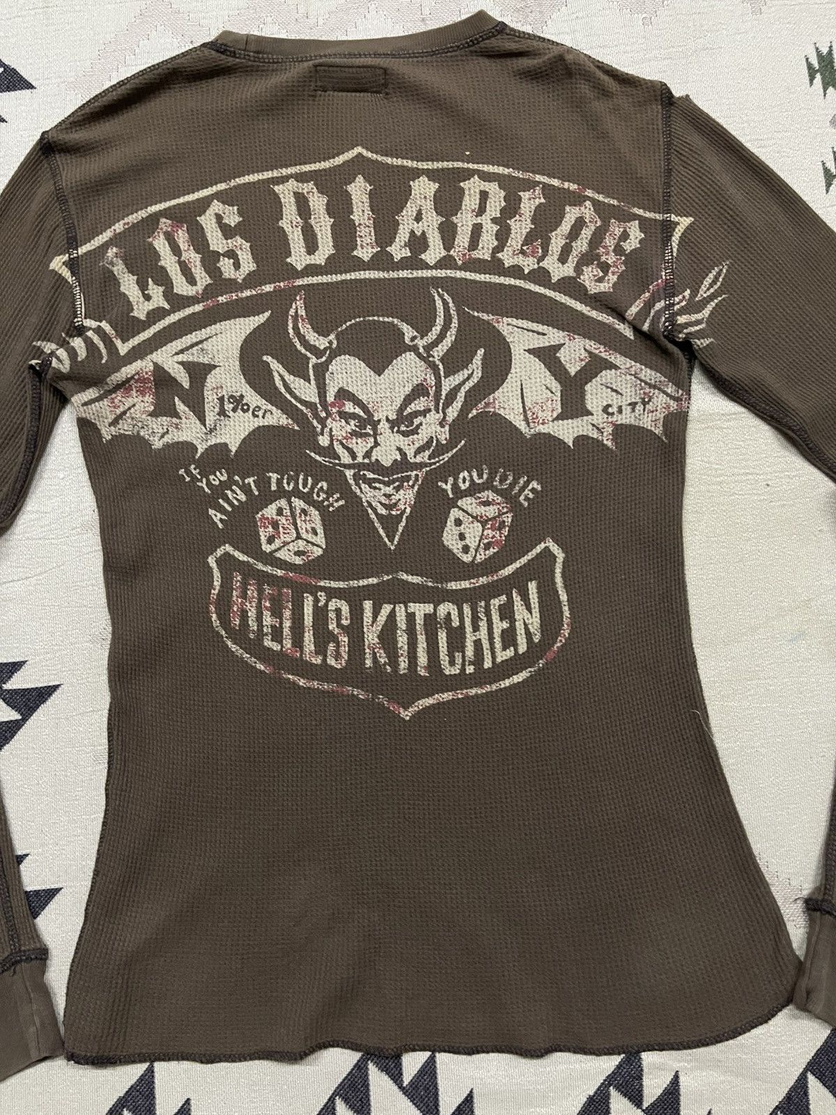 If Six Was Nine 2000s LOS DIABLOS DEVIL GRAPHIC THERMAL LONG SLEEVE SHIRT Size US XS / EU 42 / 0 - 15 Thumbnail