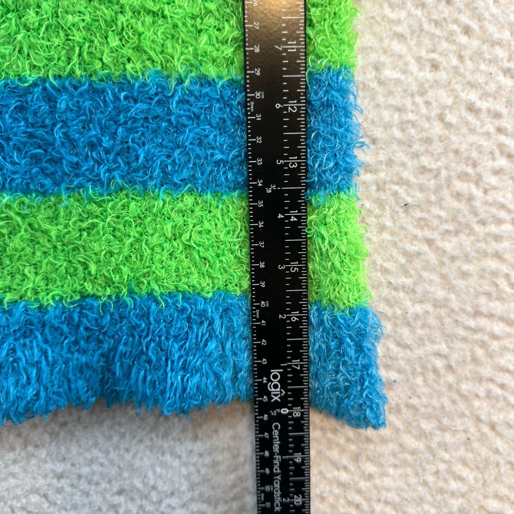 Vintage VINTAGE Justice Fuzzy Furry Top Shirt XS Blue Green Striped Rug Grunge Girls Womens 12 Cyber Y2K Size XS / US 0-2 / IT 36-38 - 5 Thumbnail