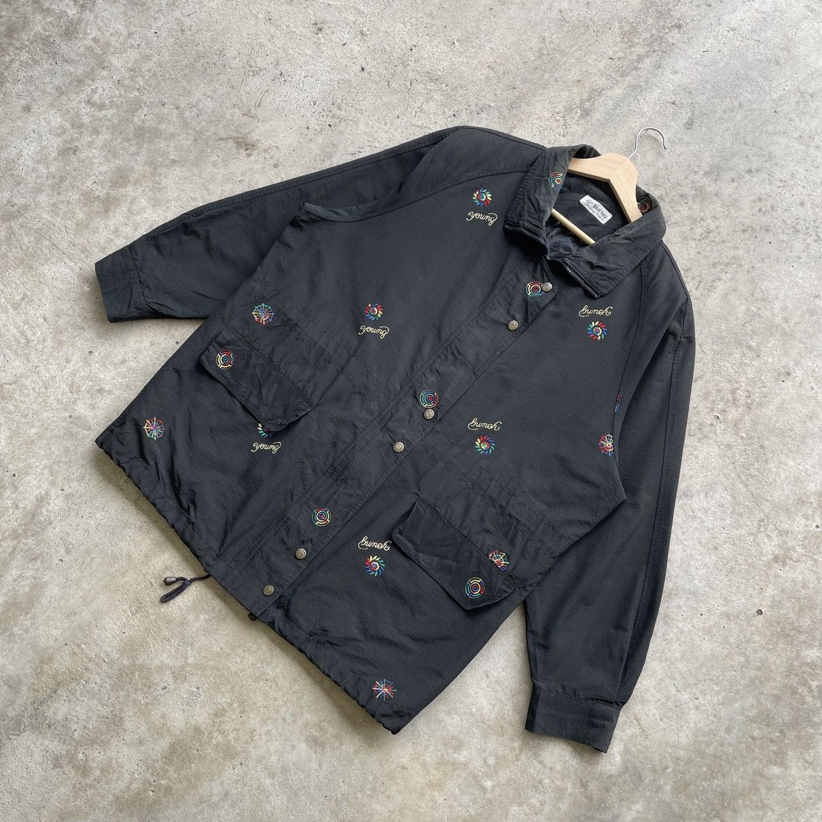 Vintage Japanese Brand Black Zip & Button Jacket