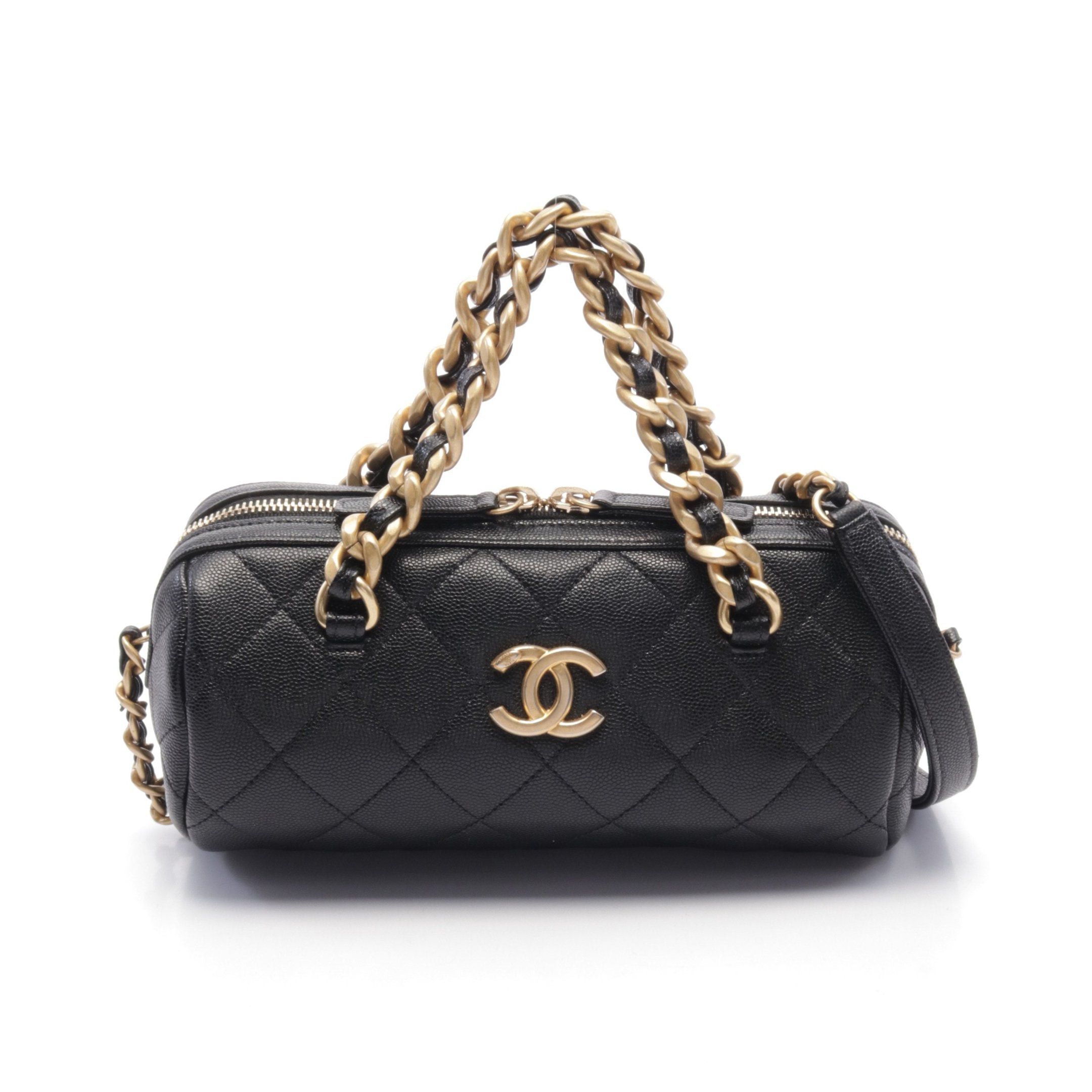 Chanel Chanel Matelasse Bowling Bag Chain Shoulder Caviar Skin Black Gold Hardware Size ONE SIZE - 1 Thumbnail