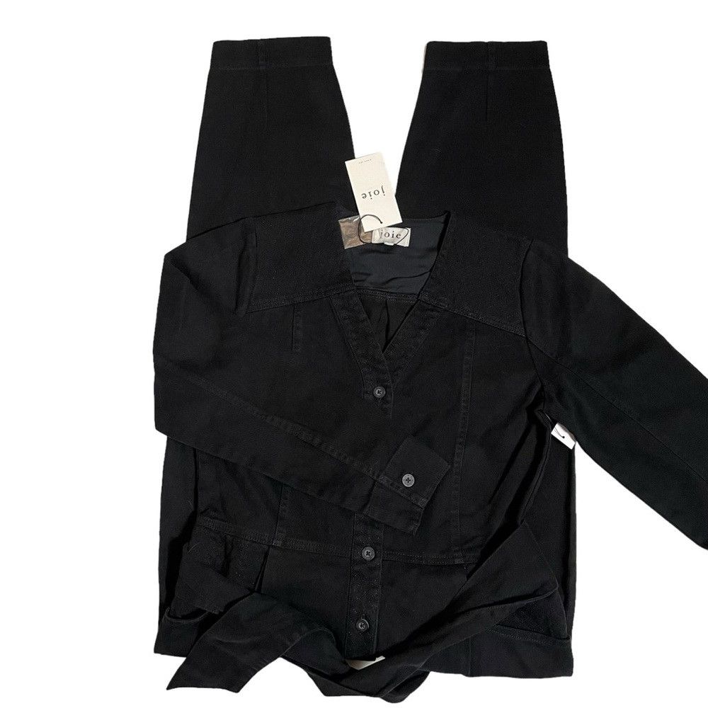 Joie NWT New $328 Joie Leray Cotton Belted Black Jumpsuit Size 2 Size 26" / US 2 / IT 38 - 3 Thumbnail