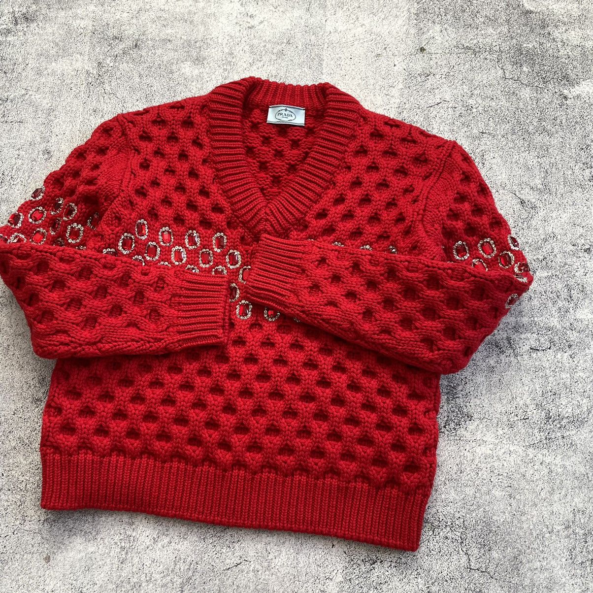 Prada Prada Crystal Embellished Wool Knit Sweater Red Limited Size S / US 4 / IT 40 - 9 Thumbnail