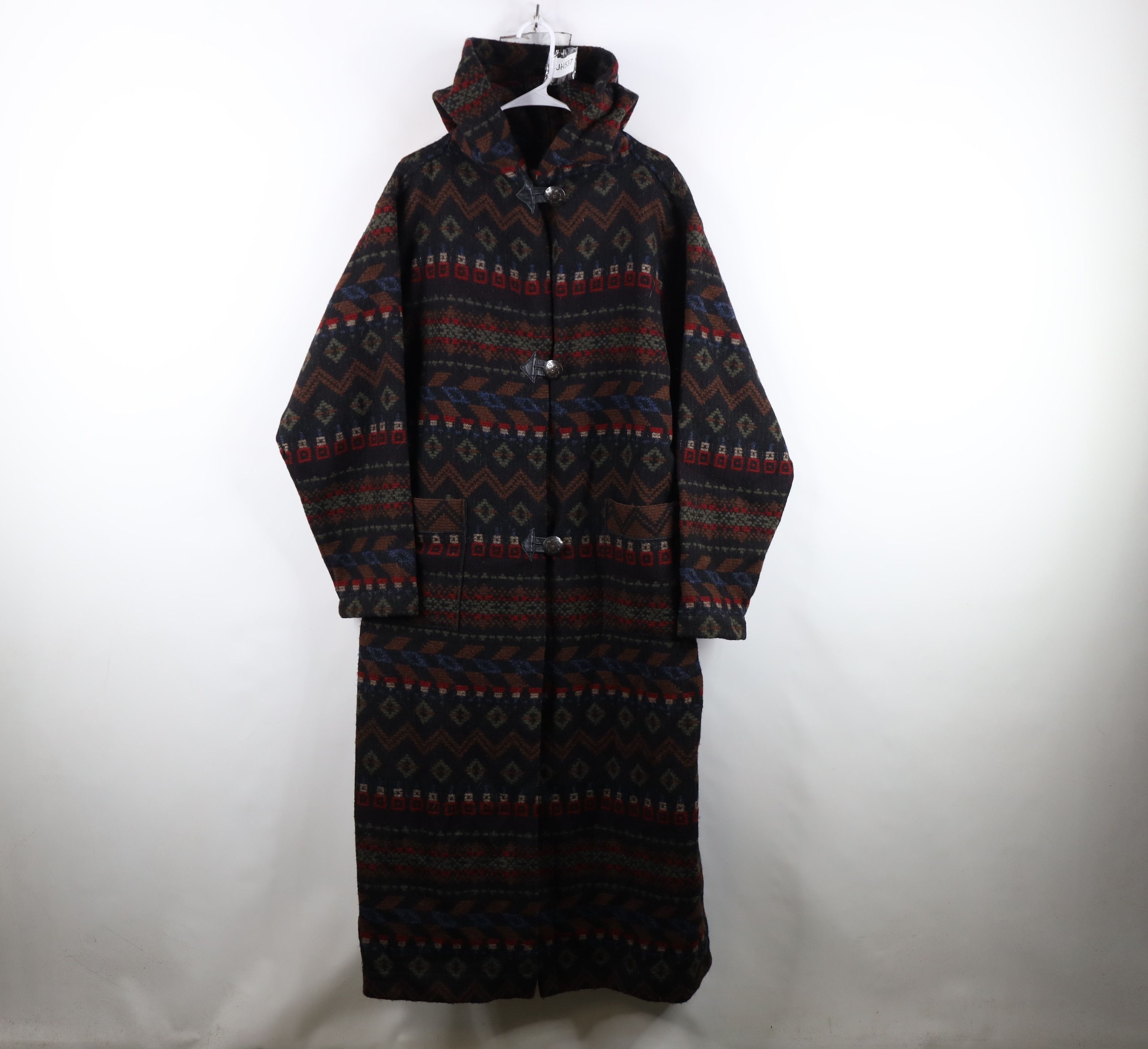 Vintage Vintage 90s Streetwear Southwestern Hooded Long Jacket USA Size L / US 10 / IT 46 - 1 Thumbnail