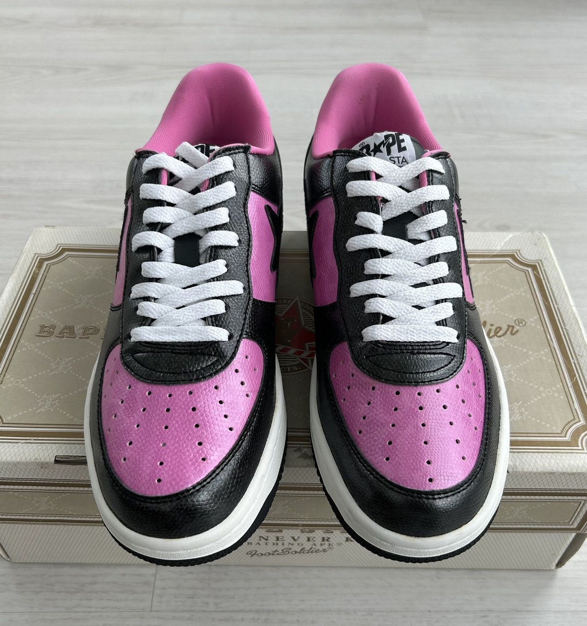 Bape VERY RARE OG 2004 A BATHING APE X UNKLE BLACK/PINK BAPESTA Size US 10 / EU 43 - 3 Thumbnail