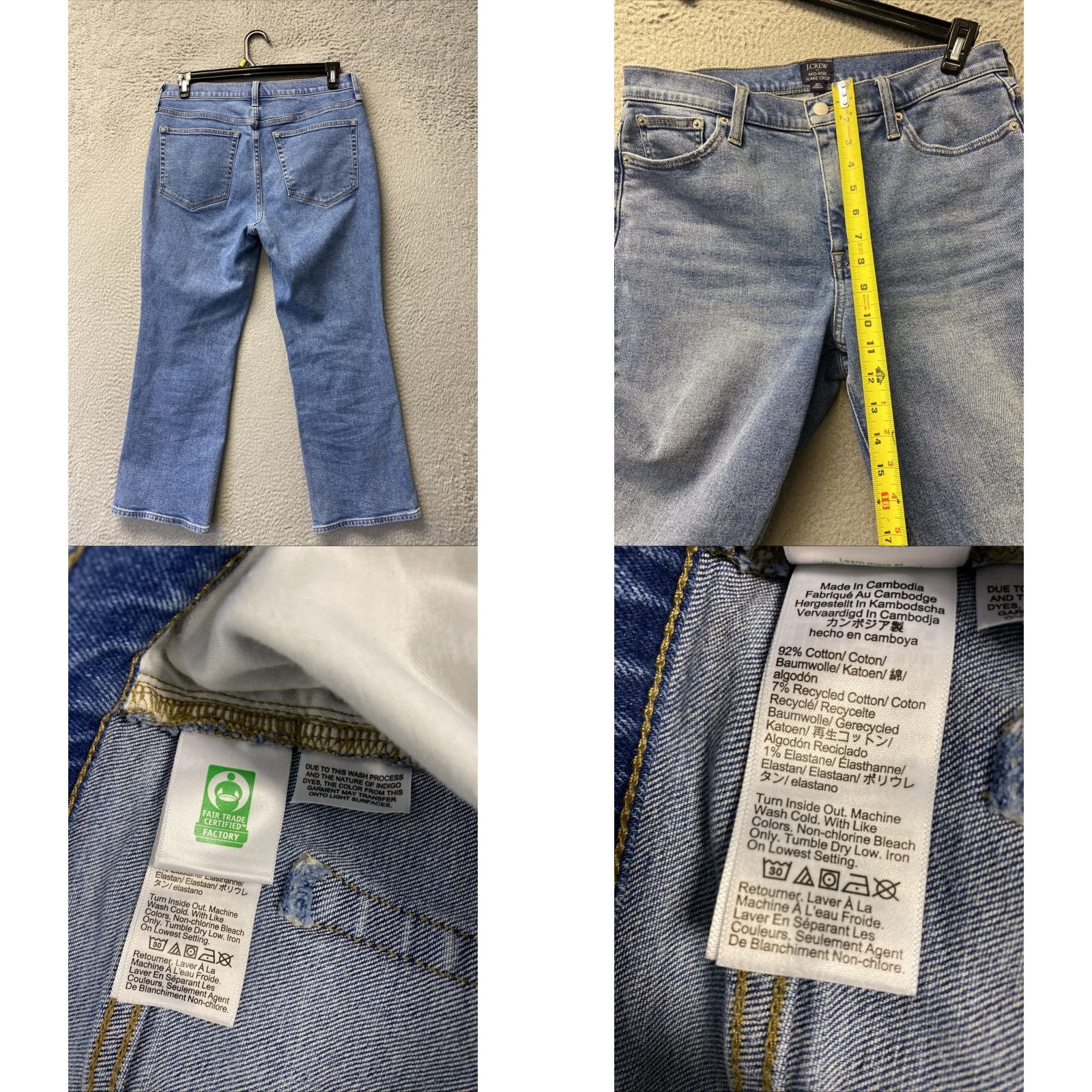 J.Crew J.CREW Wide-Leg Crop Jeans Denim /160-34 Women 34x24 Blue Cotton Blend Stretch Regular Spring Jeans Womens Size 24" / US 00 / IT 34 - 8 Thumbnail