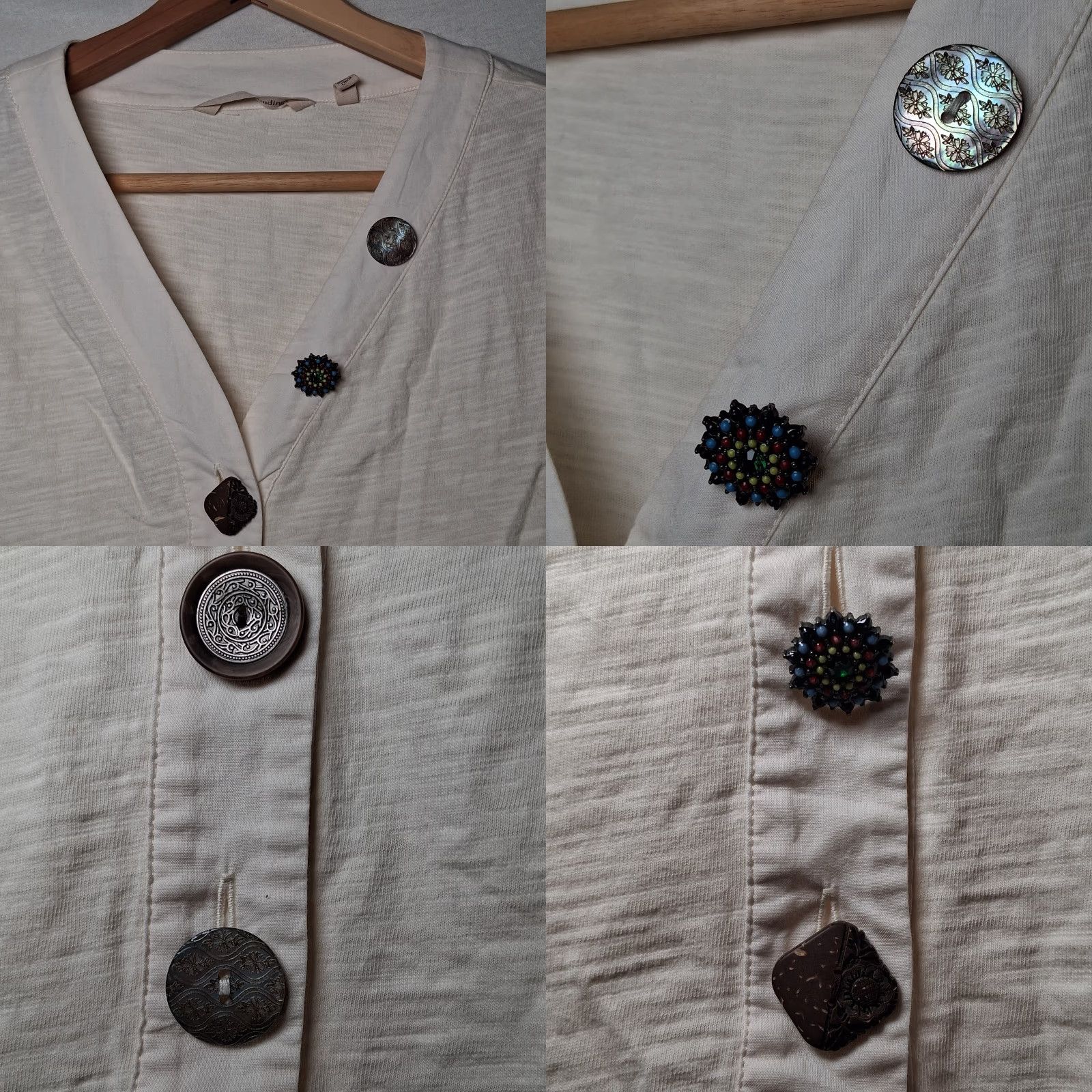Soft Surroundings Soft Surroundings Shirt Women S Ivory Button-Up Tunic Long Sleeve V-Neck Knit Cotton Boho Artsy Classic Casual Christmas? Size S / US 4 / IT 40 - 9 Thumbnail