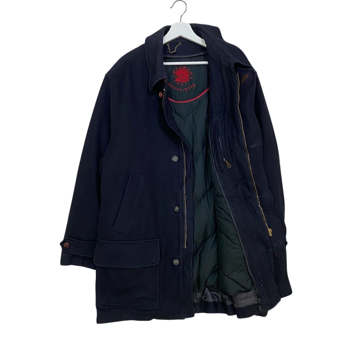 Schneiders ☀️VINTAGE SCHNEIDERS NAVY BLUE WOOL OVERCOATS JACKET Size US L / EU 52-54 / 3 - 1 Thumbnail