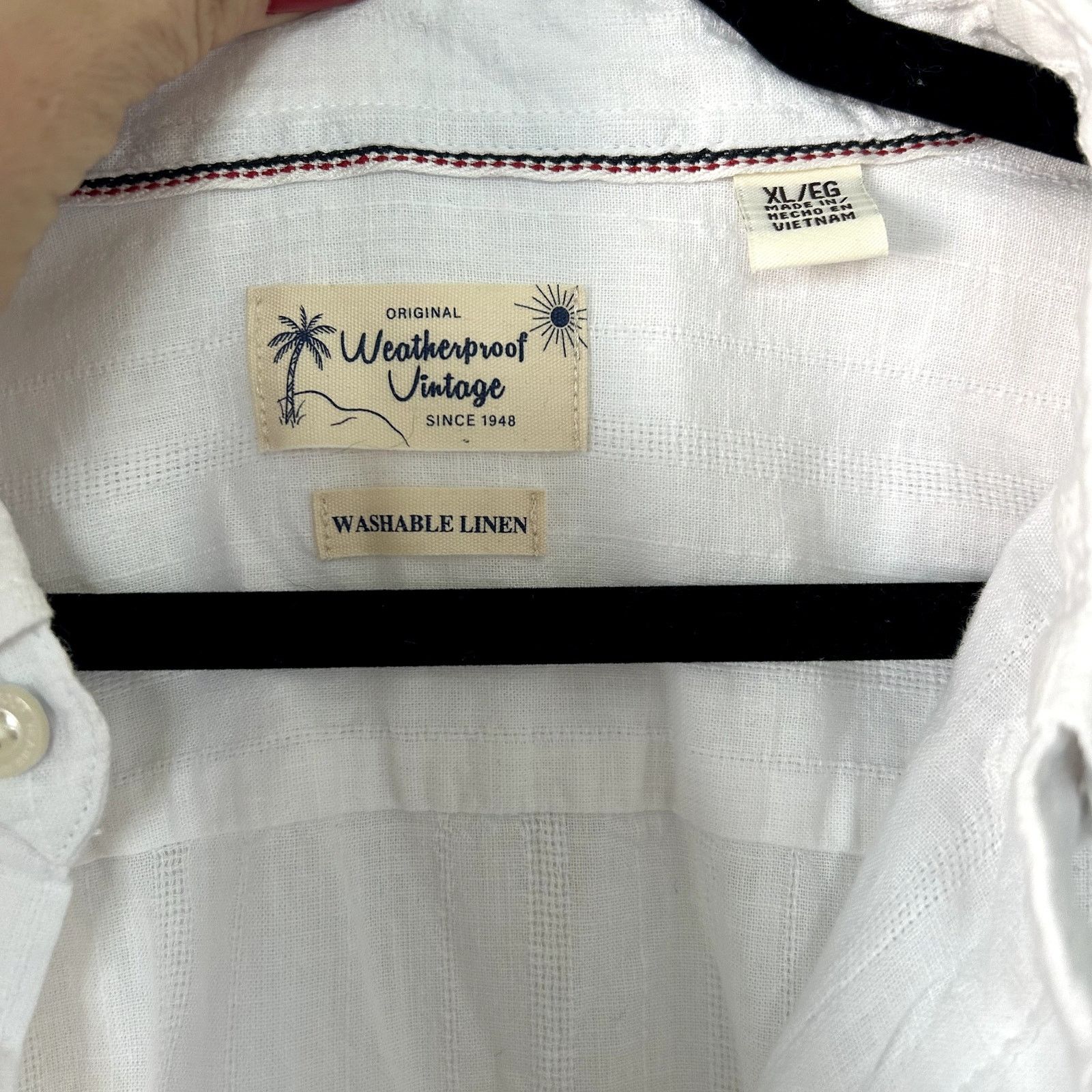 Weatherproof Mens washable Linen white button down shirt Size US L / EU 52-54 / 3 - 3 Thumbnail