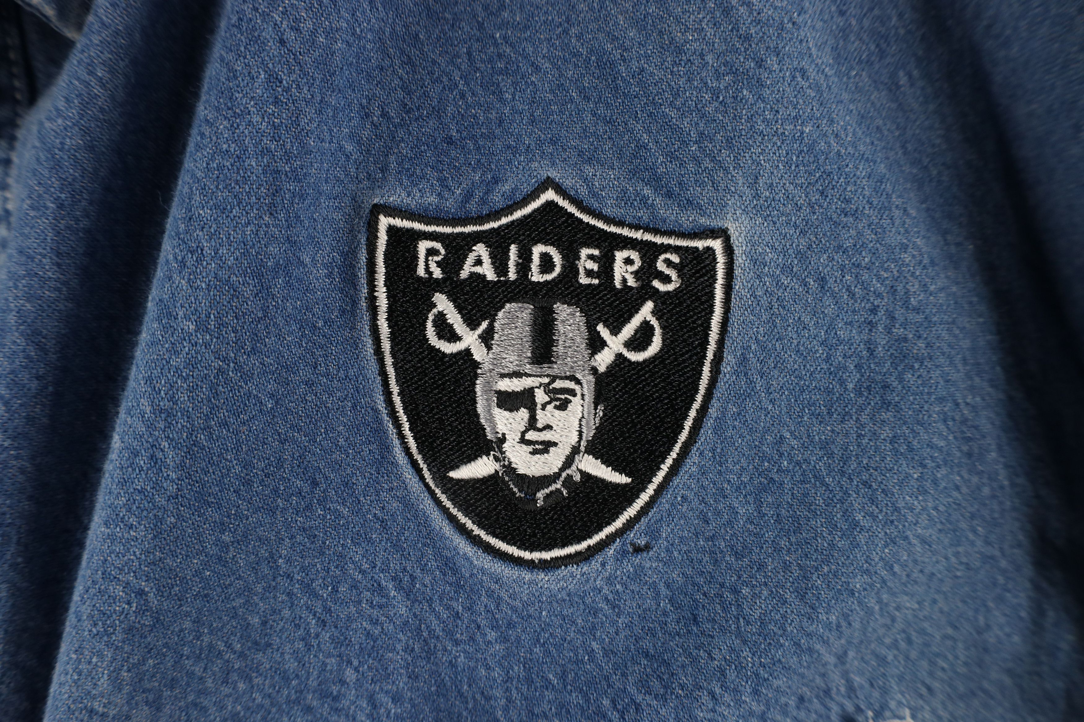 Vintage Vintage 90s Oakland Raiders Football Denim Button Down Shirt Size US XL / EU 56 / 4 - 4 Thumbnail